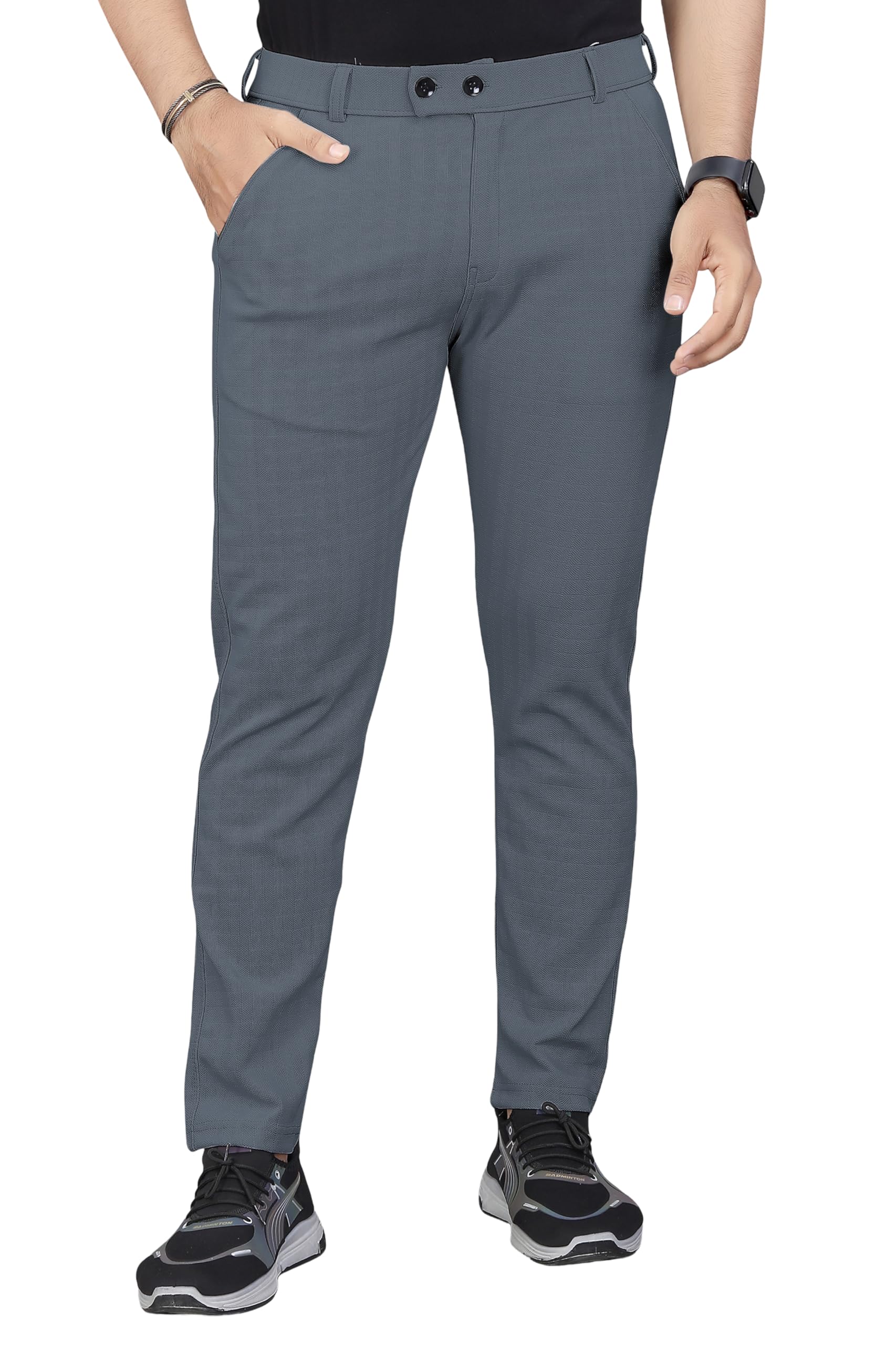 gibbonte Regular Fit Trousers for Men | Cotton Blend Fabric | Self-Design Mid-Rise Bottoms | Formal & Everyday Wear Pants (Pack of 1)-picture-10