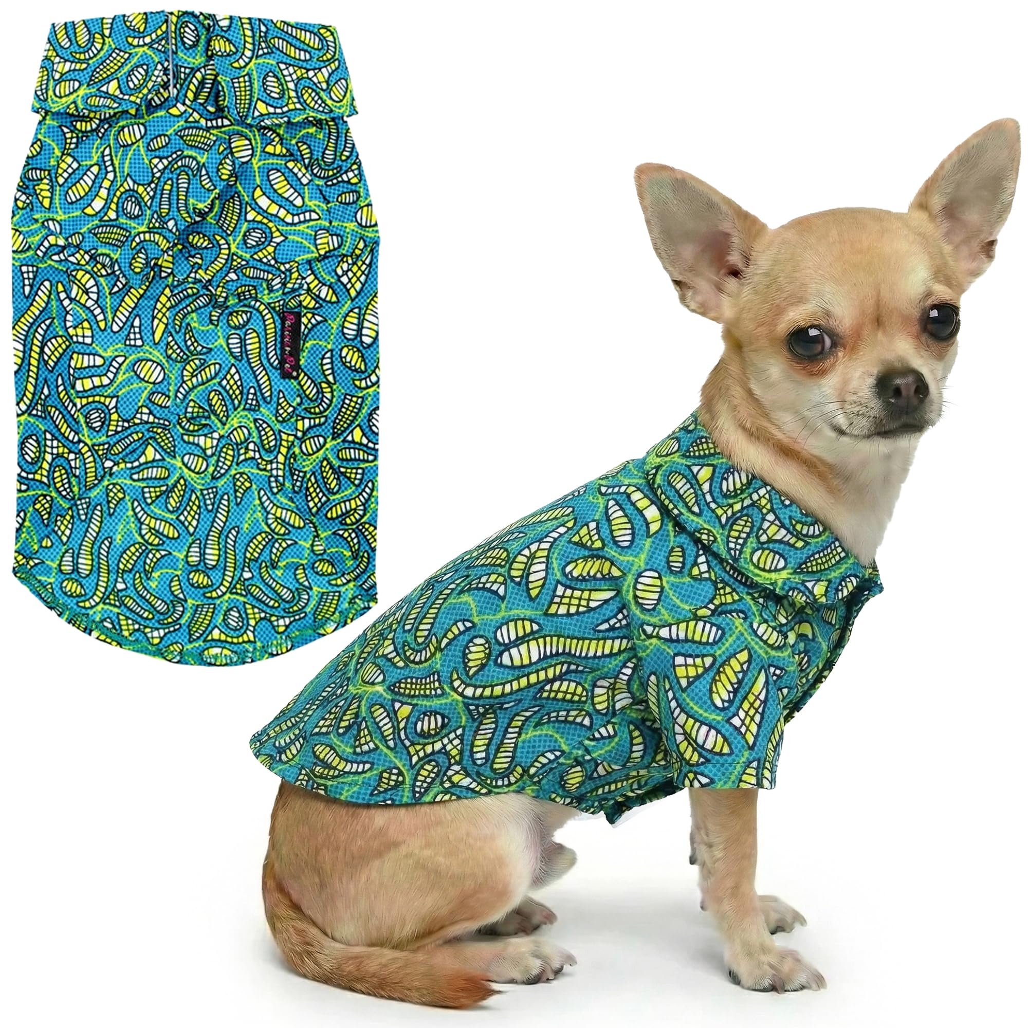 Parisian Pet Tribal Dog Shirt - Cotton Clothes for Small Dogs - Stylish Tropical Dog Outfit - Lightweight and Soft Puppy Clothes - Trendy Tshirts for Dogs - Comfortable Summer Camp Pet Apparel — image 1