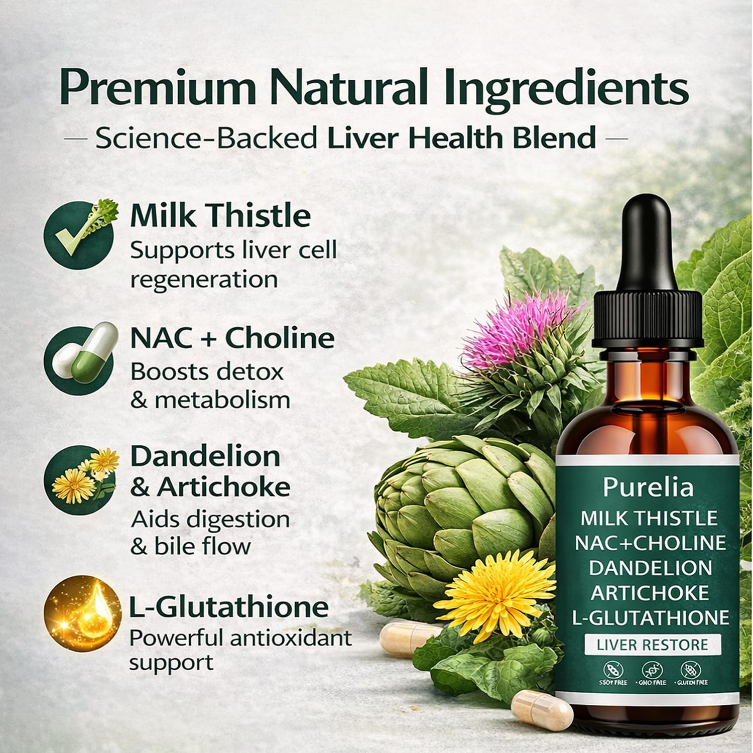 UCHIHA Purelia Liver Restore Drops - 60 ml Liquid Formula — Amazon image 2