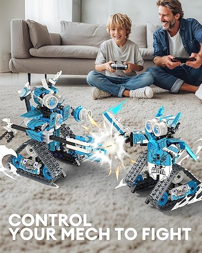 Miniatura 5 de Kit de construcción de robot STEM RC 5 en 1, 398 piezas de aplicación y bloques de control remoto, robótica de ingeniería, juego de ciencia erector
