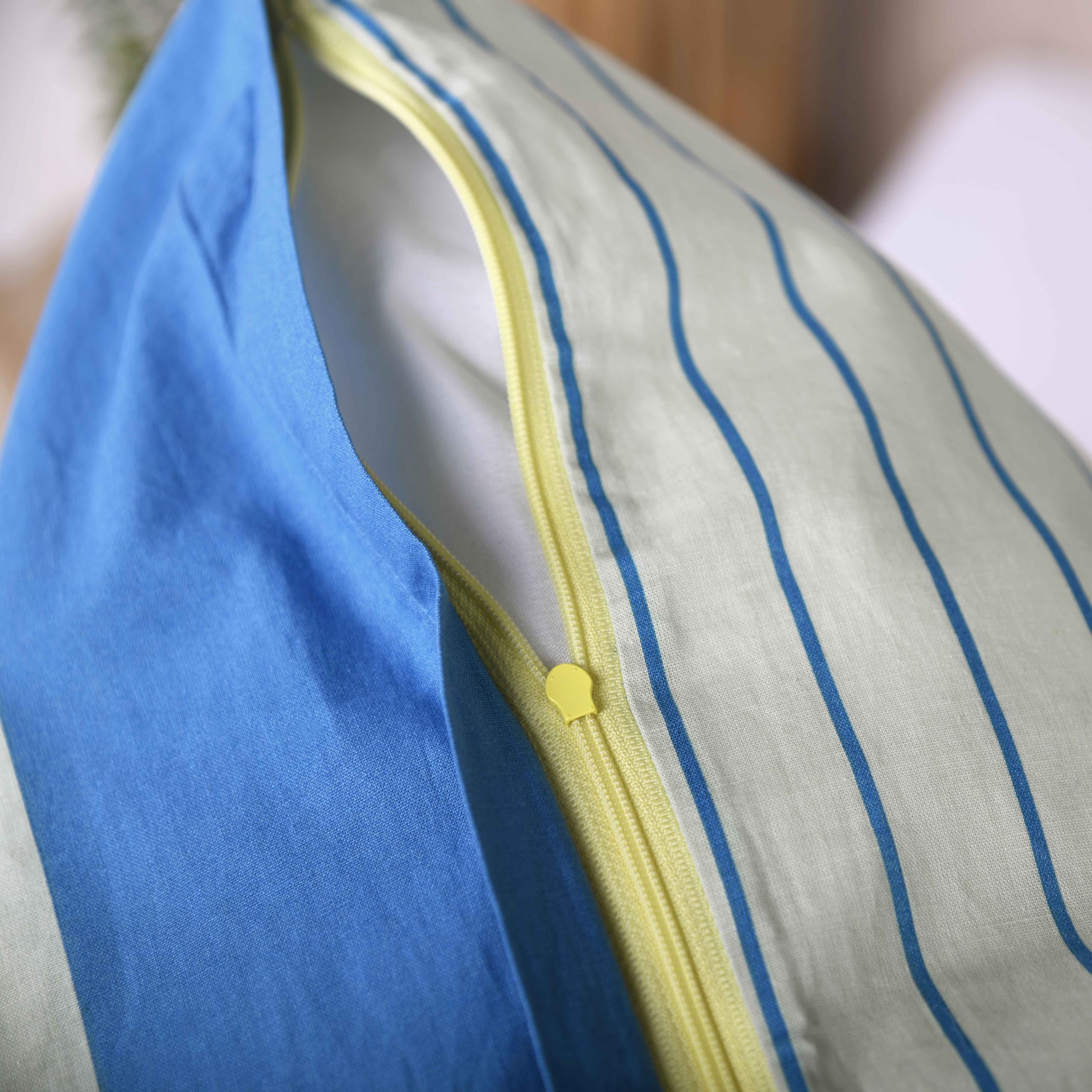 TOM TAILOR Renforcé-Bettwäsche, 80x80 cm + 155x220 cm, 100% Baumwolle/ Renforcé, mit Wendemotiv und farbigem Reißverschluss, BOLD STRIPES Grün, Blau (Green Leaf & Cool Blue)