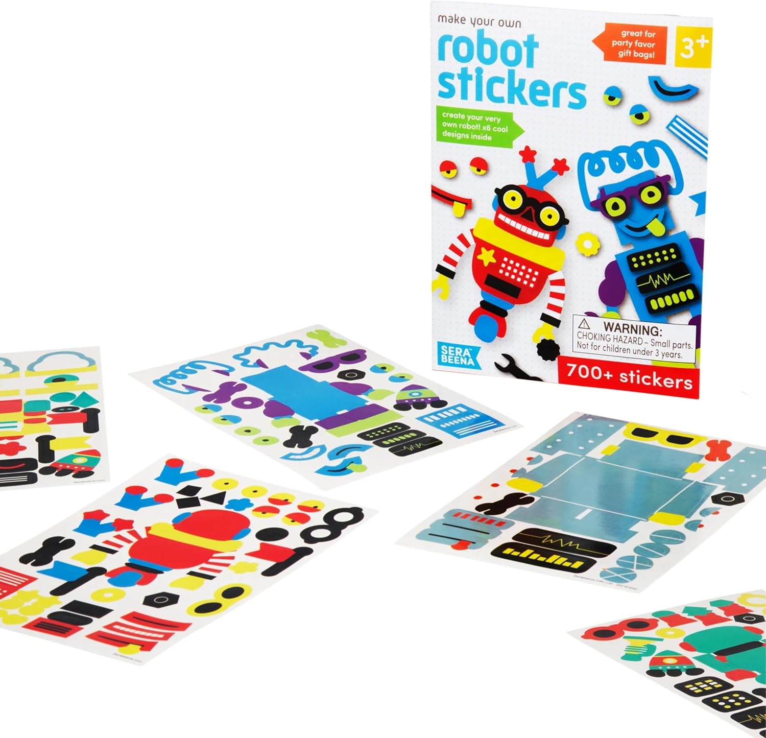 Make Your Own Robot Stickers for Kids - 700+ Sticker Sheets | Birthday Party Favors & Craft Activity for Toddlers Ages 3+ | 24 Sheets, 6 Designs