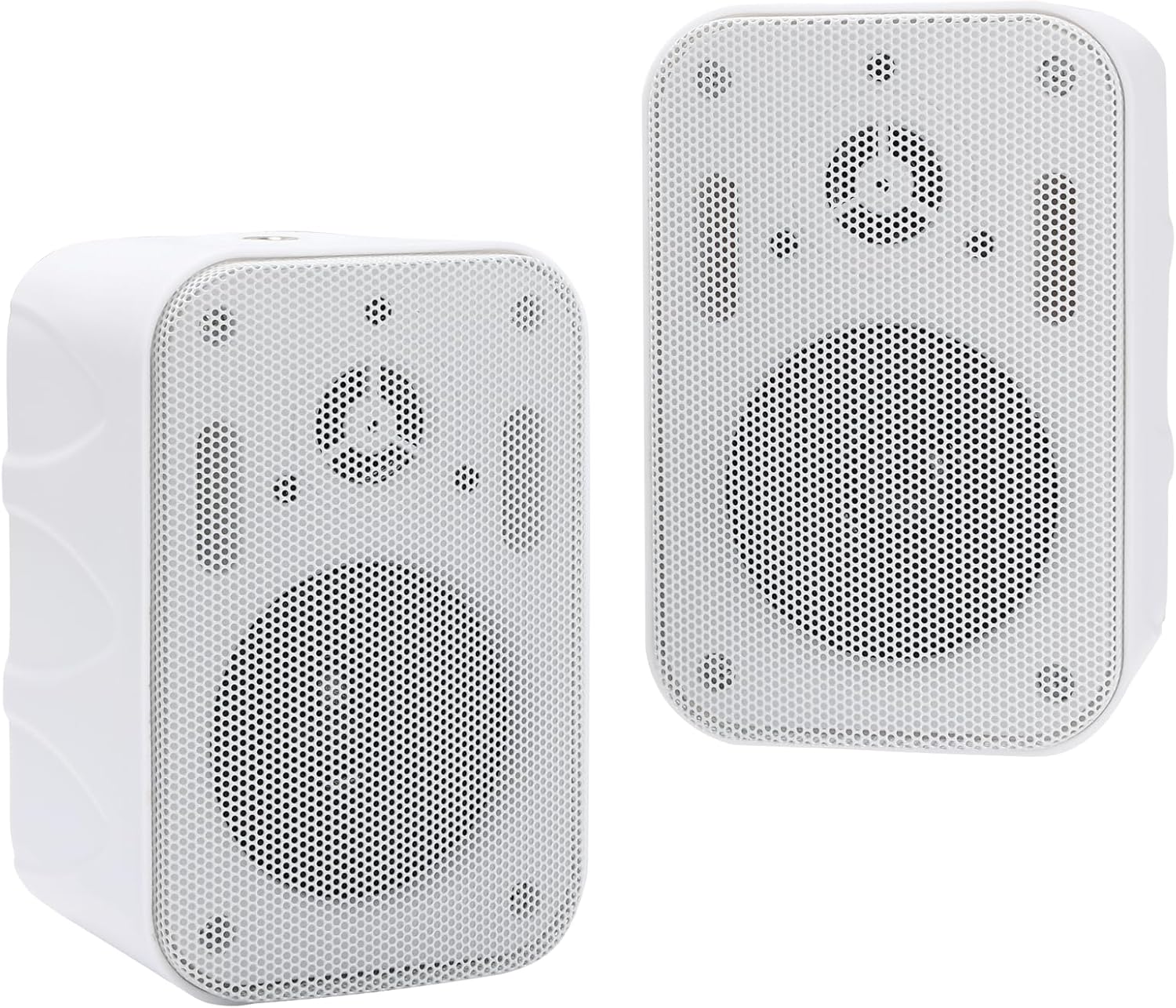 3.5 inch 70V Commercial Outdoor Speakers Wired, Compact Public Address Wall Mount Speakers, Ideal for Restaurants, Bars, Retail Stores, Patio, Poolside, Garage, Pair, White