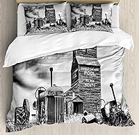 Vista 186 de Ambesonne Juego de funda de edredón de baloncesto, silueta de jugador de baloncesto, promoción de campeonato de competencia de atleta, juego de ropa