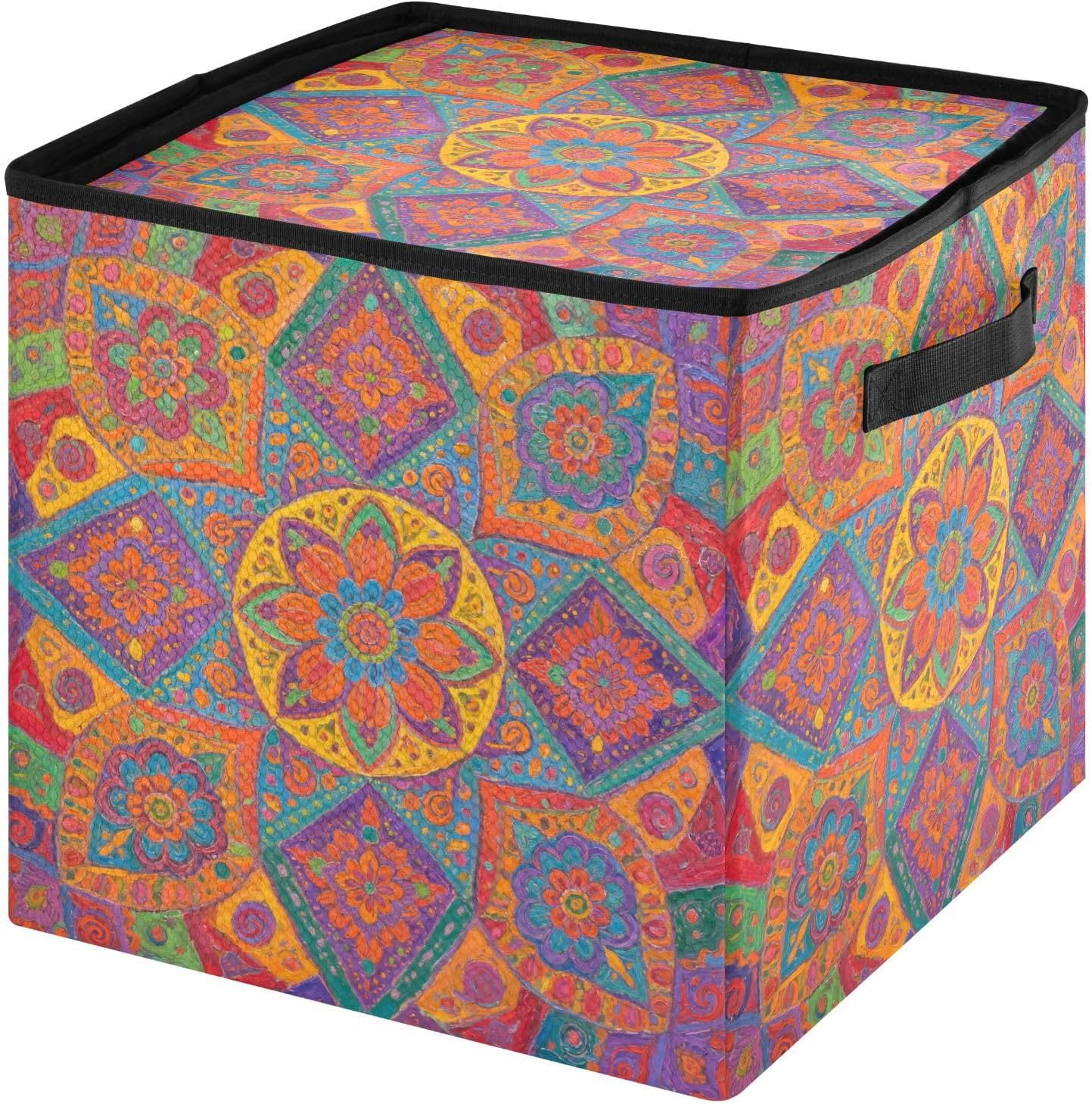 High Capacity Christmas ornament storage bag Holds Up to 64, Zippered Top foldable Holiday Storage Case with Lid,Bohemian Colorful Patterns