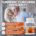 CelluGreen Turmeric Curcumin 3,700mg with Black Pepper Extract — 95% Curcuminoids for Joint Pain Relief & Anti-Inflammatory Support | Curcuma Longa | Non-GMO, Gluten-Free, Made in Canada | 120 Capsules