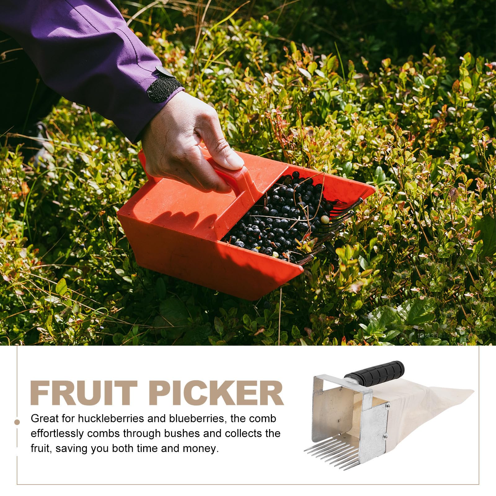 Recolector de Arándanos Mango Ergonómico Pala para Cosecha Herramienta de Jardinería para Huertos y Cultivo Exterior Color Aleatorio