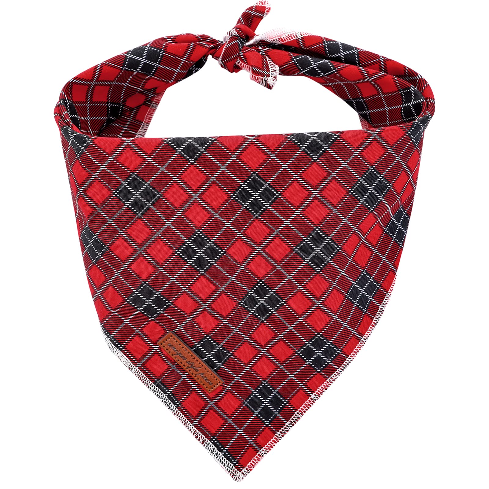 Unique style paws 1 x bandanas para perros de Navidad, rojo y negro, cuadrícula de algodón, lavable, toalla ajustable para perros pequeños y medianos y gatos, S
