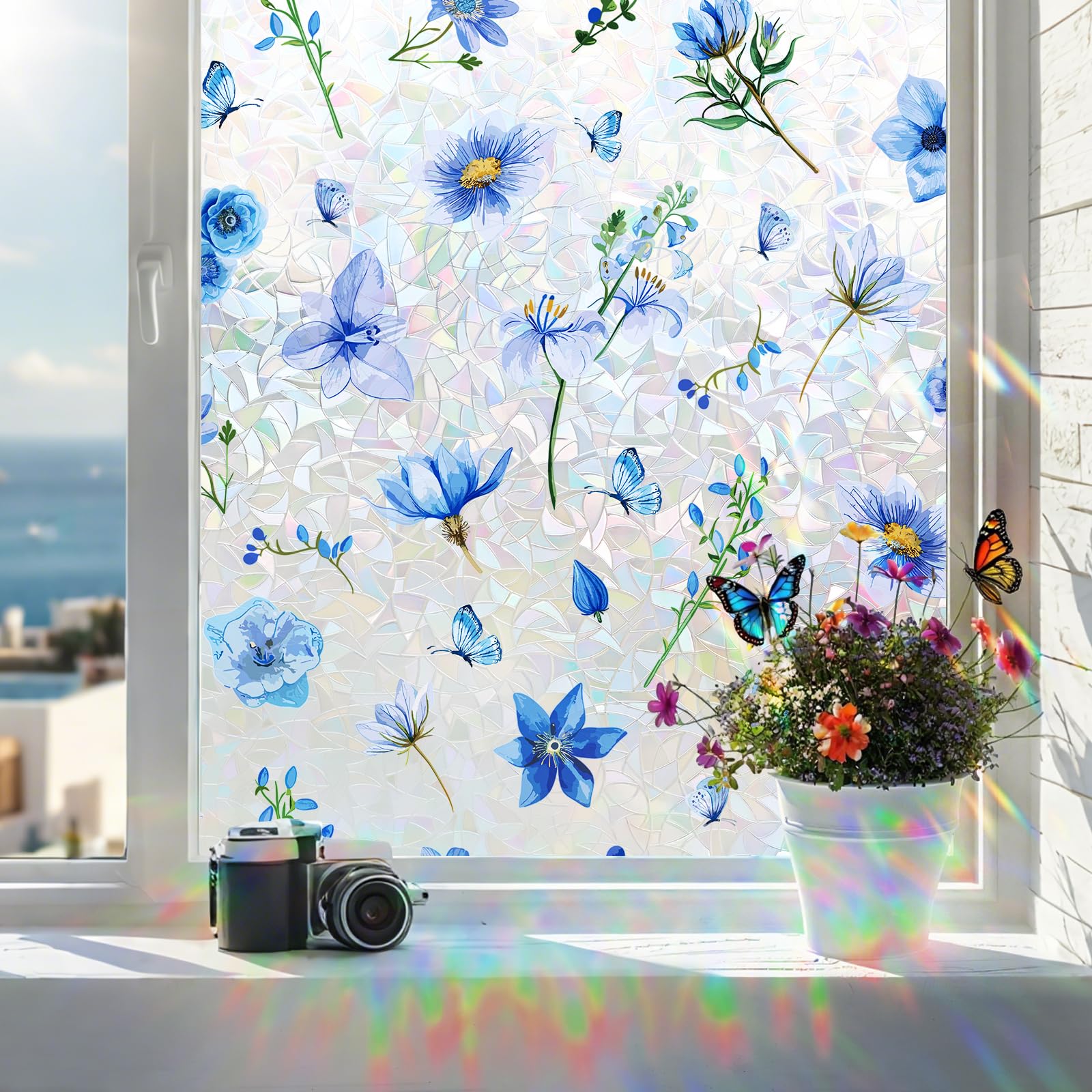 Film vitrail 3D statique vinyle non adhésif amovible 90 x 200 cm
