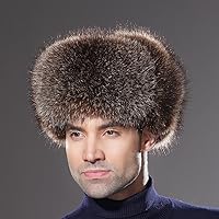 Vista 3 de URSFUR Sombrero de invierno para hombre, gorra de trampero ruso Ushanka de zorro real