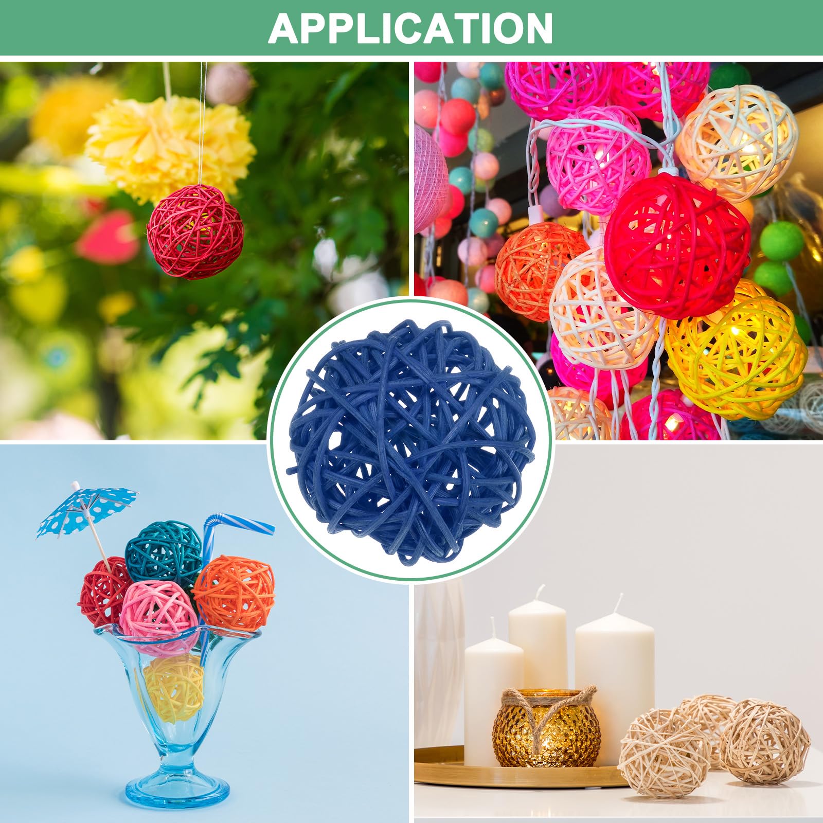 12 Pcs Wicker Rattan Balls 1.2In For Vase Fillers Party Decorative