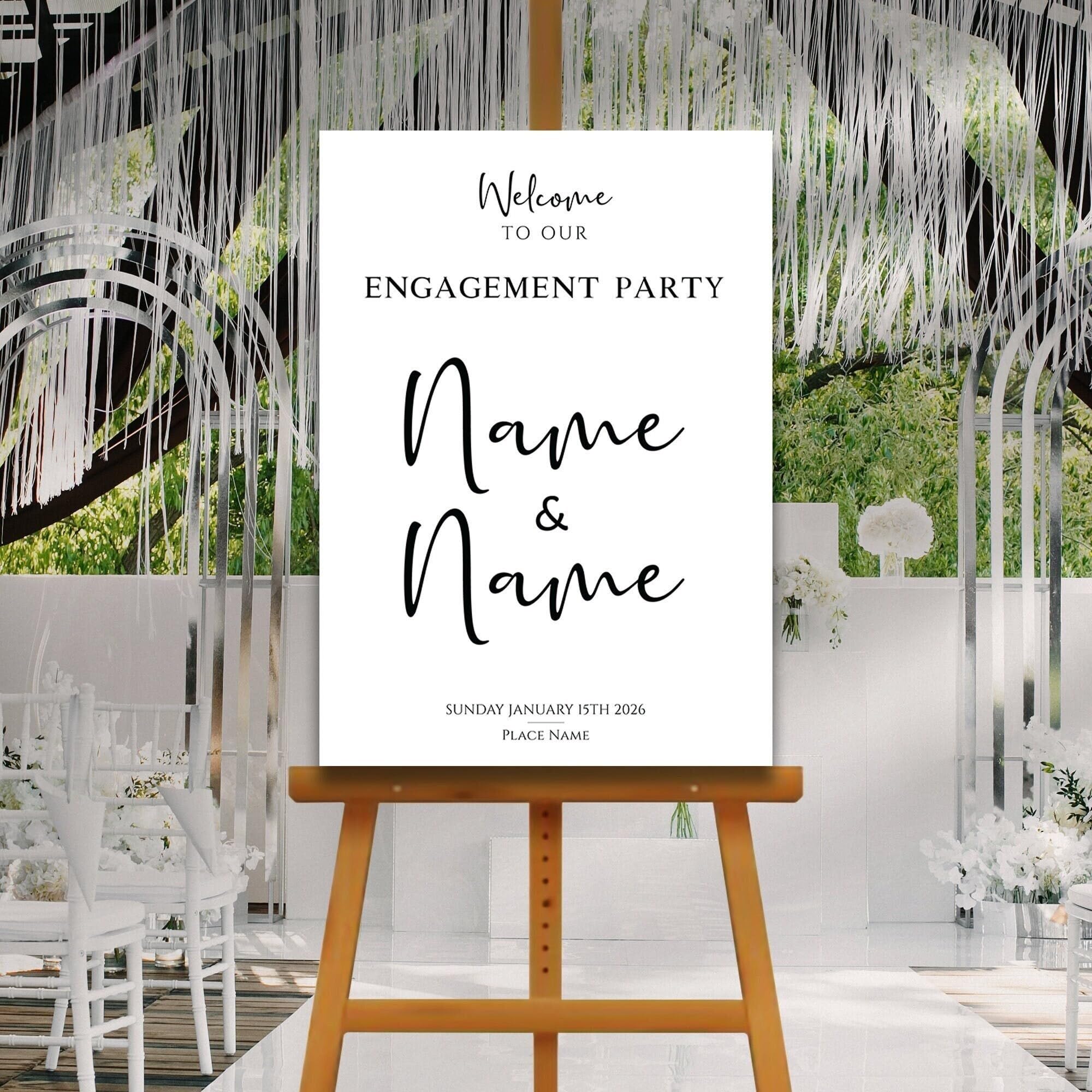 Minimalist Engagement Party Welcome Sign, A1, A2, A3 or A4, Engagement Party Signs, Engagement Decorations, Classy Modern Engagement Party