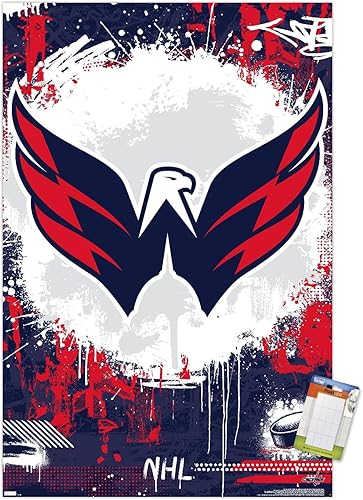 Trends International NHL Washington Capitals - Póster de pared con logotipo Maximalist 23, 14.72 x 22.37 pulgadas, paquete de póster y montaje