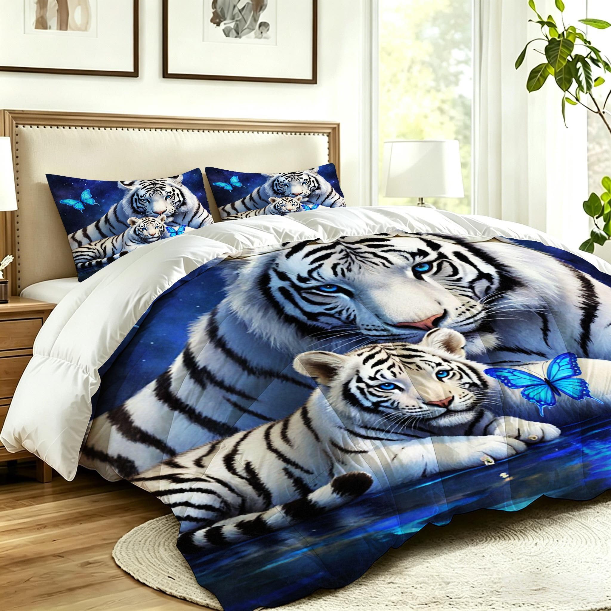 Couette sans Housse 200x200 cm, Tigre Bleu, DQ6922