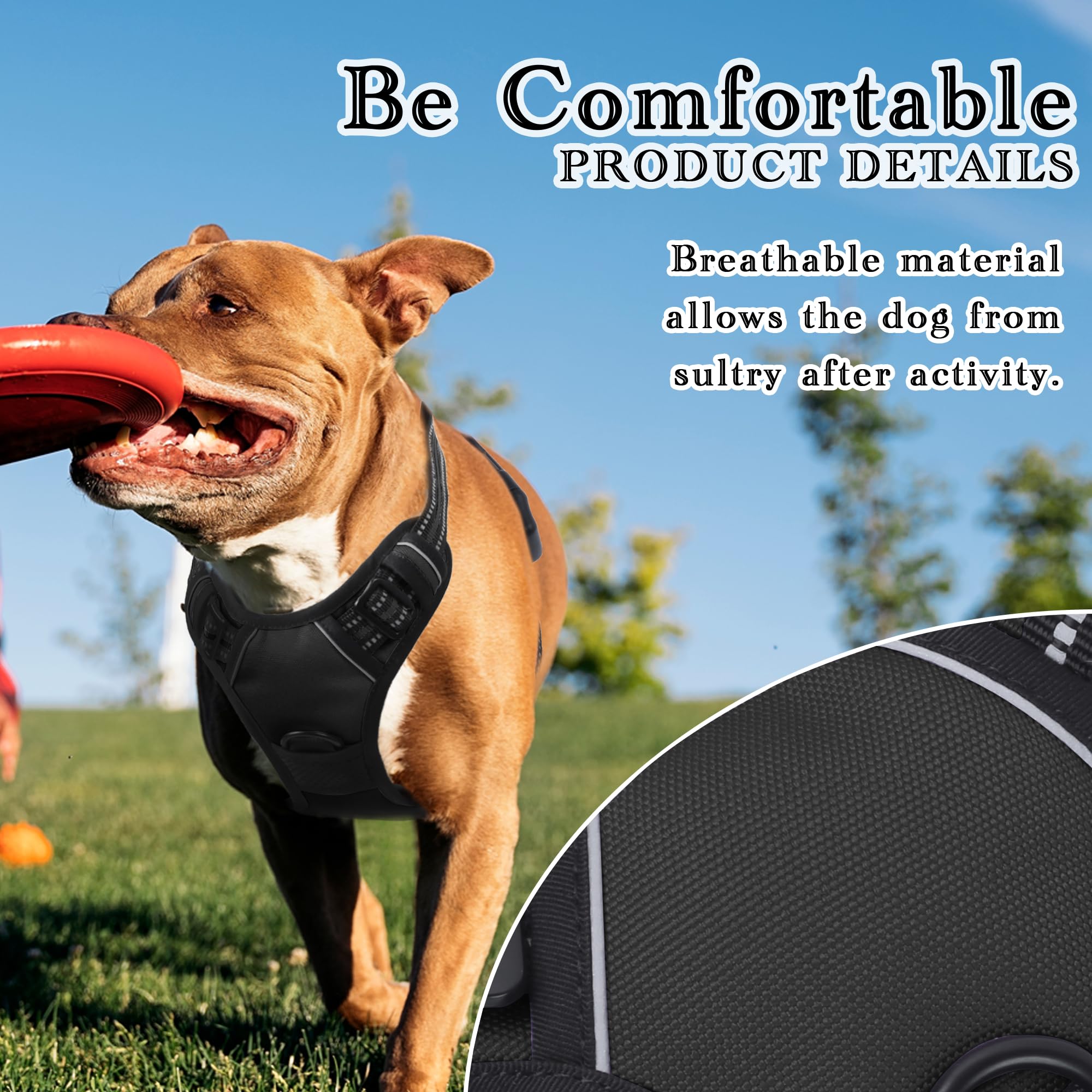 Funfox Dog Harness Large Dog, 2 Clips No Pull Vest Harness Handle Control - Image 2