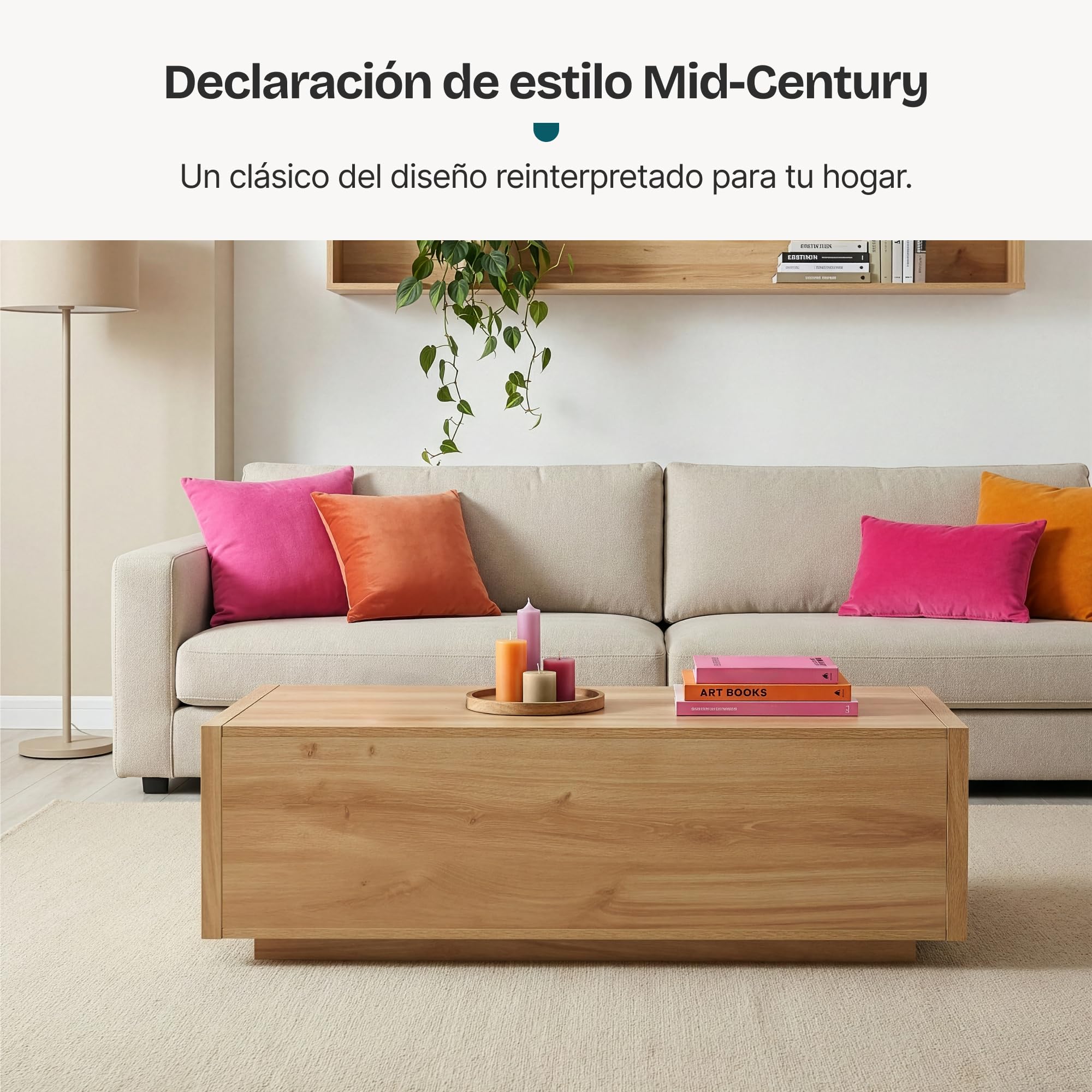 [en.casa] Mesa de Centro Turur con 2 Cajones y Tablero Rectangular Mesita de Café Mesa Auxiliar de Sofá Salón Despacho MDF Aglomerado 104 x 50 x 40 cm - Efecto Roble