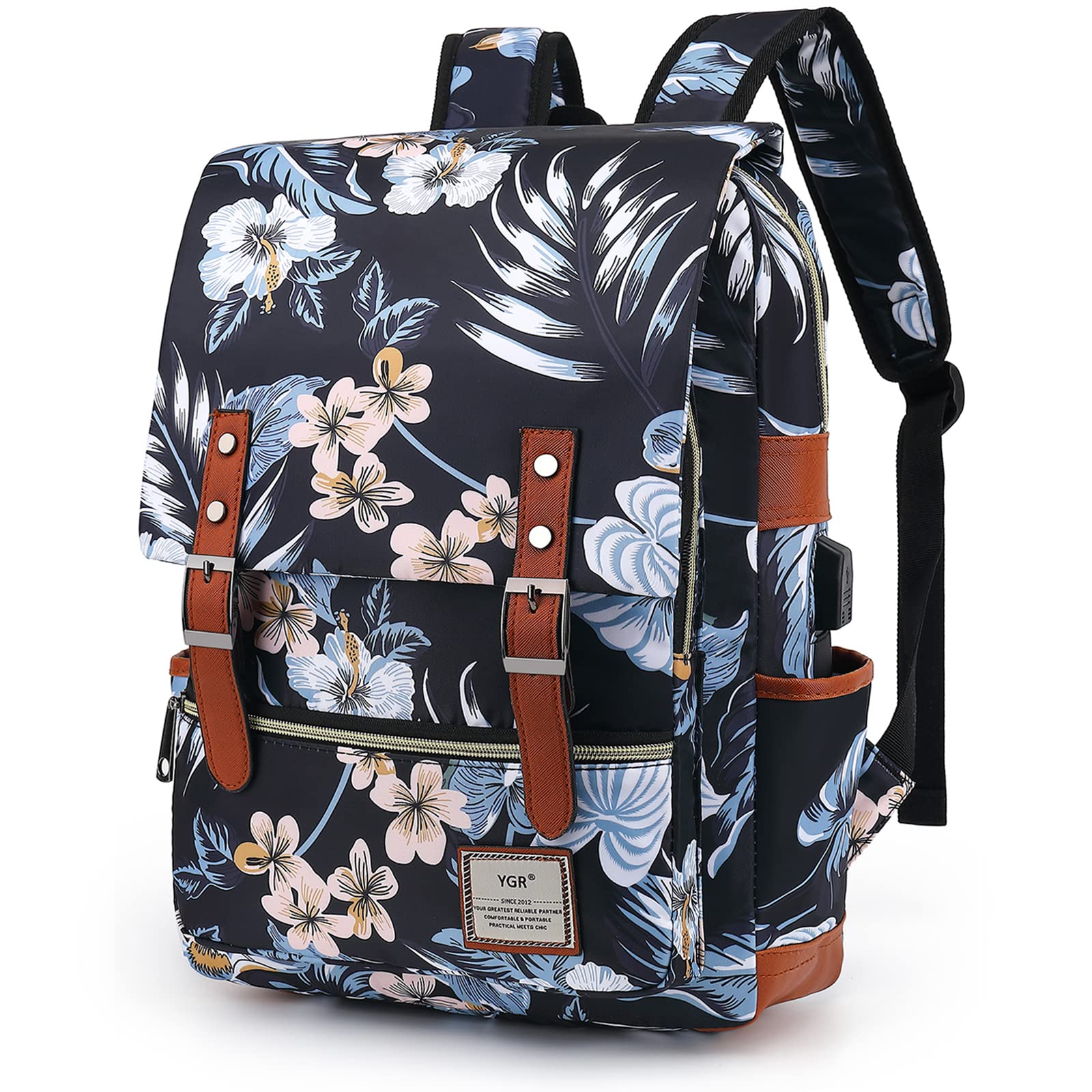 YGR Floral Laptop Backpack for Women, Female, School, Travel, Business, Outdoor Sports, Office, Work