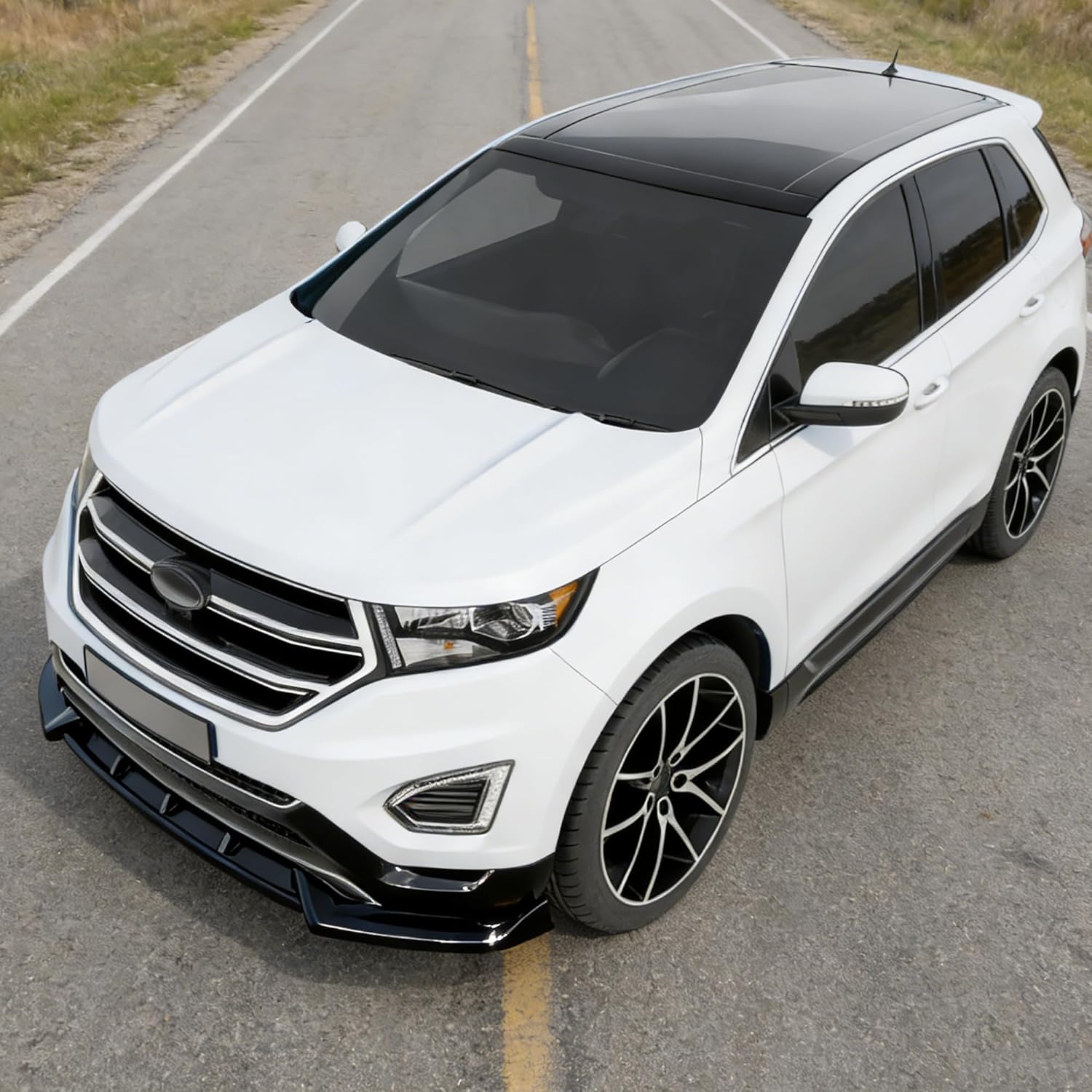 STSEV01 Front Bumper Lip Splitter Spoiler Fit for Ford Edge 2015 2016 2017 2018 Accessories SE/SEL/Titanium, 3pcs Air Dam Chin Body Kit Underbody Lip (Gloss Black)