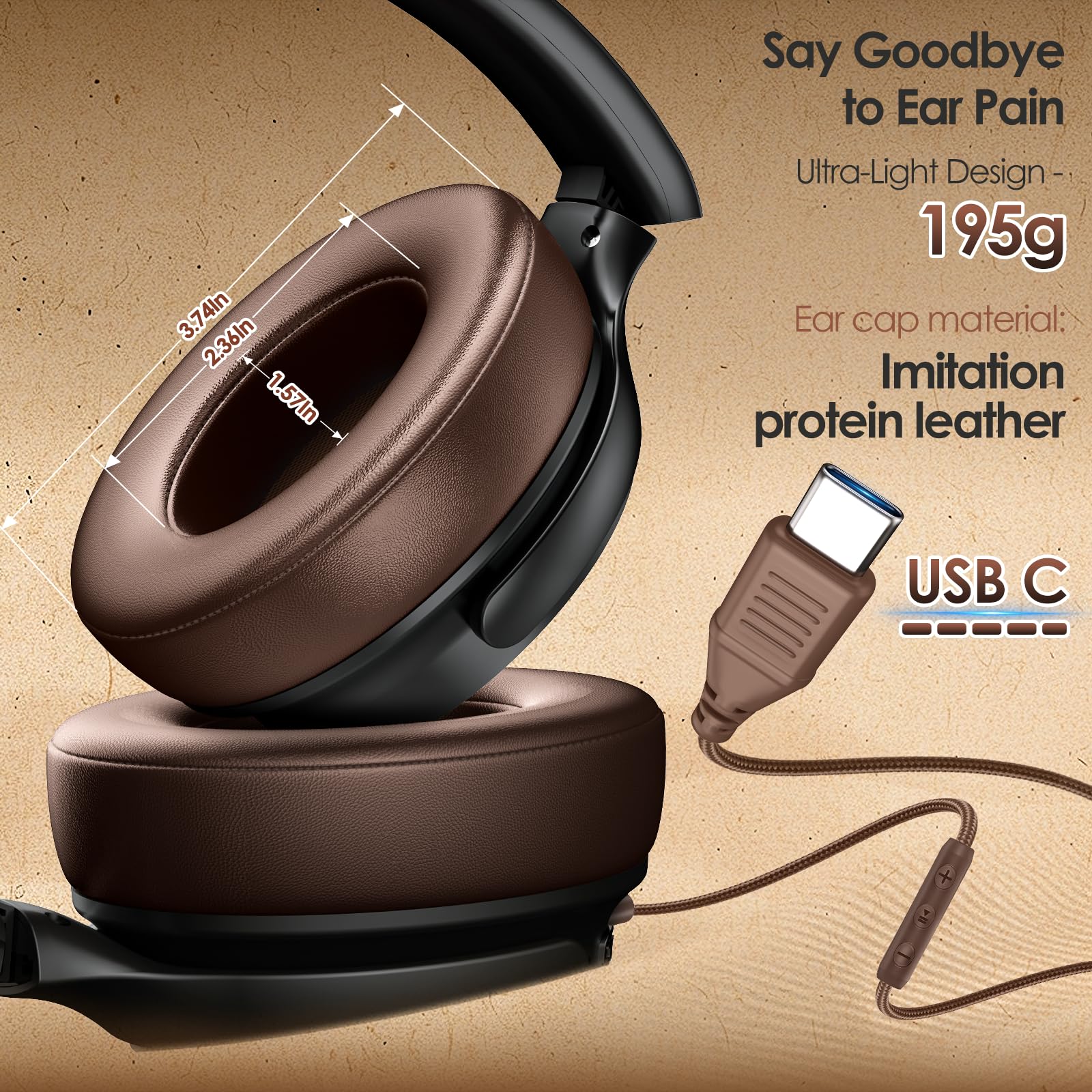 Amazon.co.jp: USB Cヘッドフォン 有線オーバーイヤーヘッドフォン