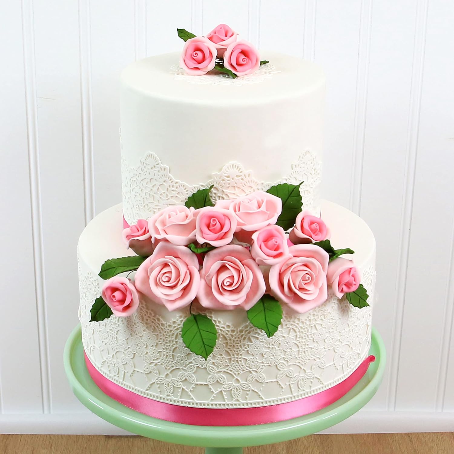 Global Sugar Art Peace Rose Sugar Cake Flowers Pink 2 Inch, 8 Count by Chef Alan Tetreault