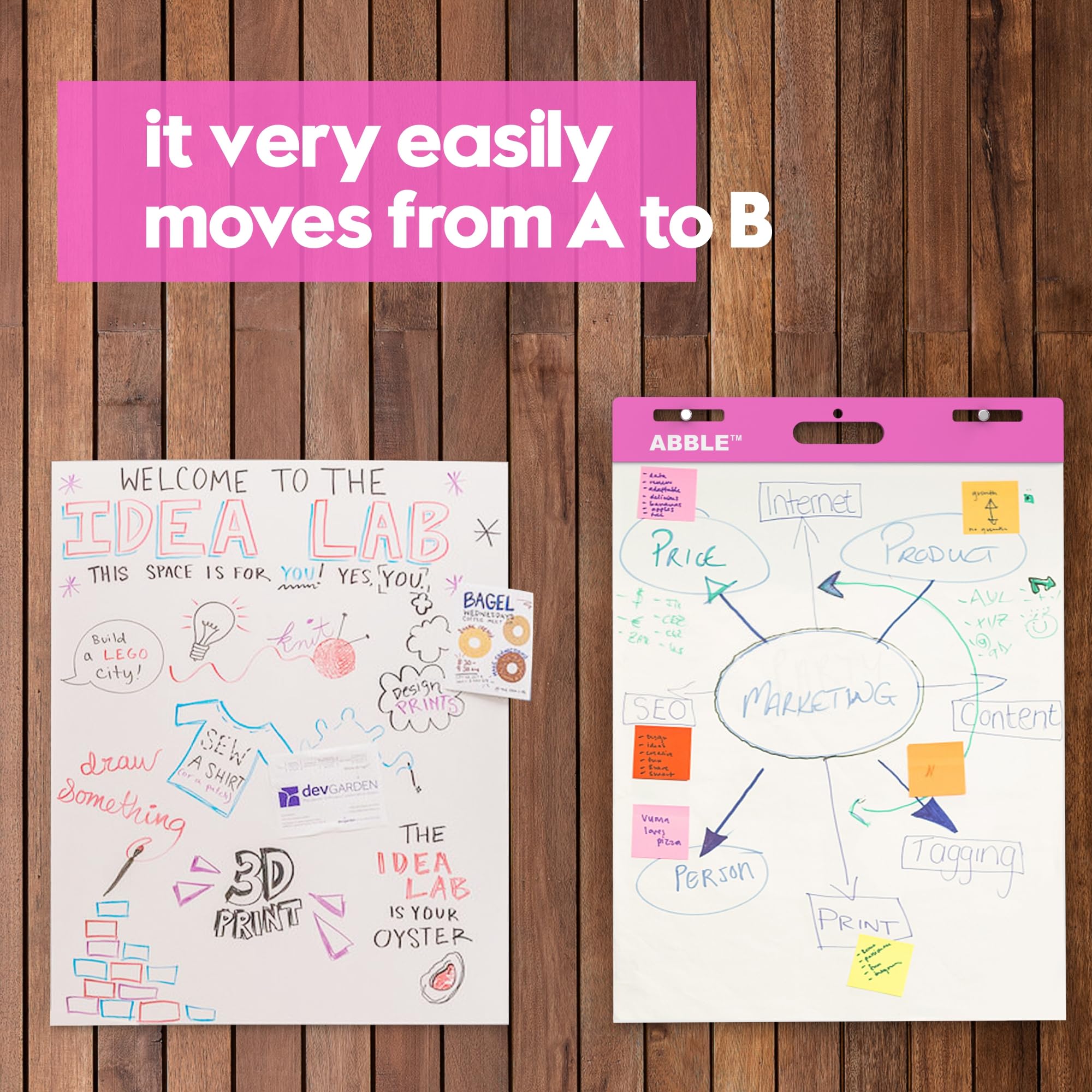 Super Sticky Staffeleiblock, 63,5 x 76,2 cm, 30 Blatt/Block, 8 Blöcke/Packung (Rosa), großes selbstklebendes Flipchart-Papier für Whiteboards, hochwertiges weißes Kartenpapier für Lehrer, Büro und