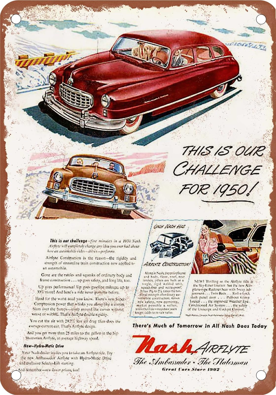 Miaomansenstore Metal Sign - 1950 Nash Vintage Ad 11 - Old Retro Rusty Look Home Decor