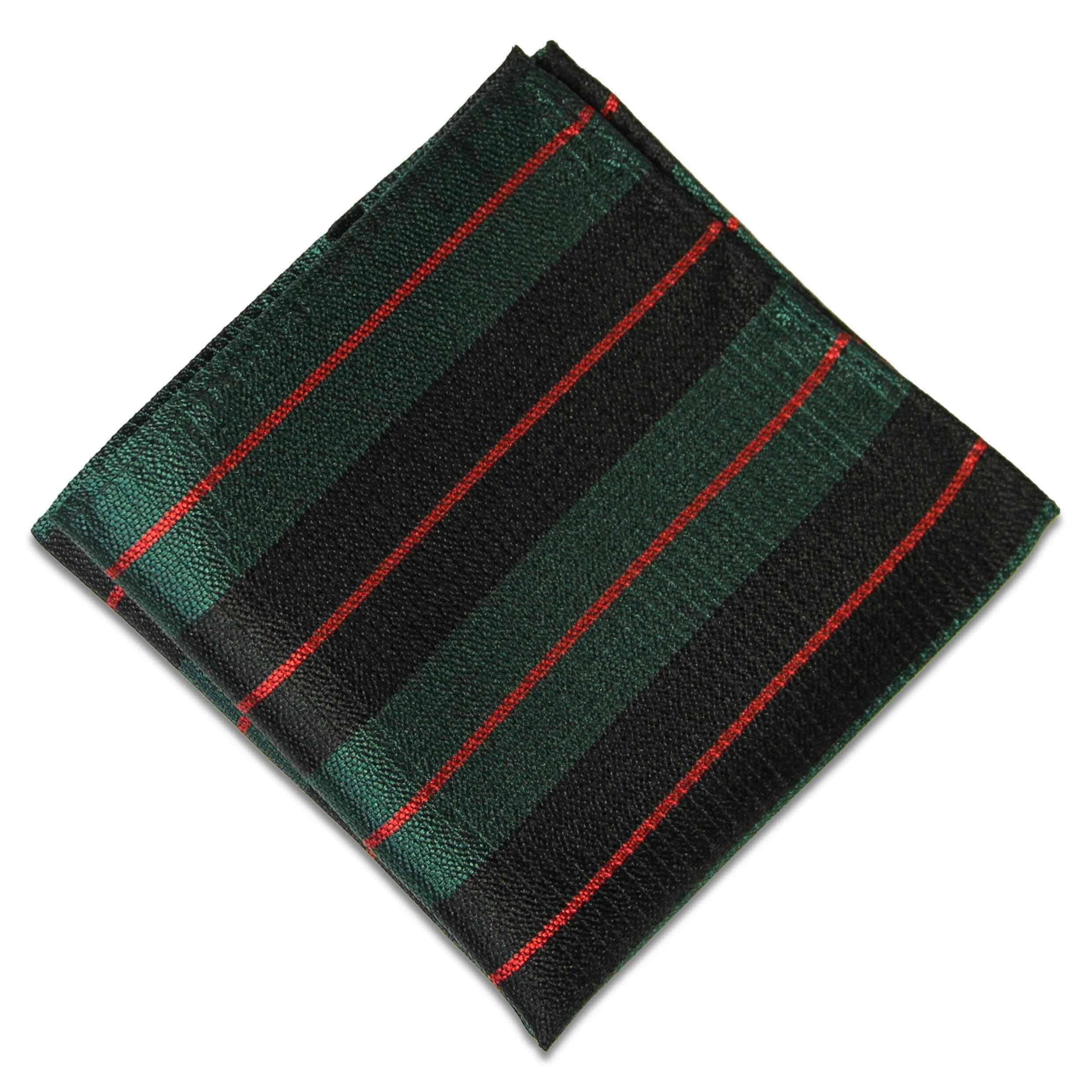 The Regimental Shop Green Black Red Royal Gurkha Rifles Silk Non Crease Pocket Square