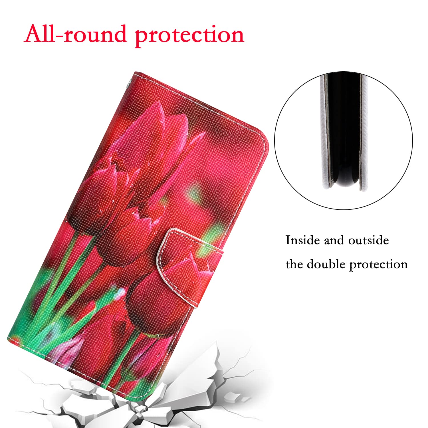 LEMAXELERS IPhone 15 Pro Max Hülle Flip Case Mit Mandala-Blumen-Prägung, Magnet & Ständer – Grau