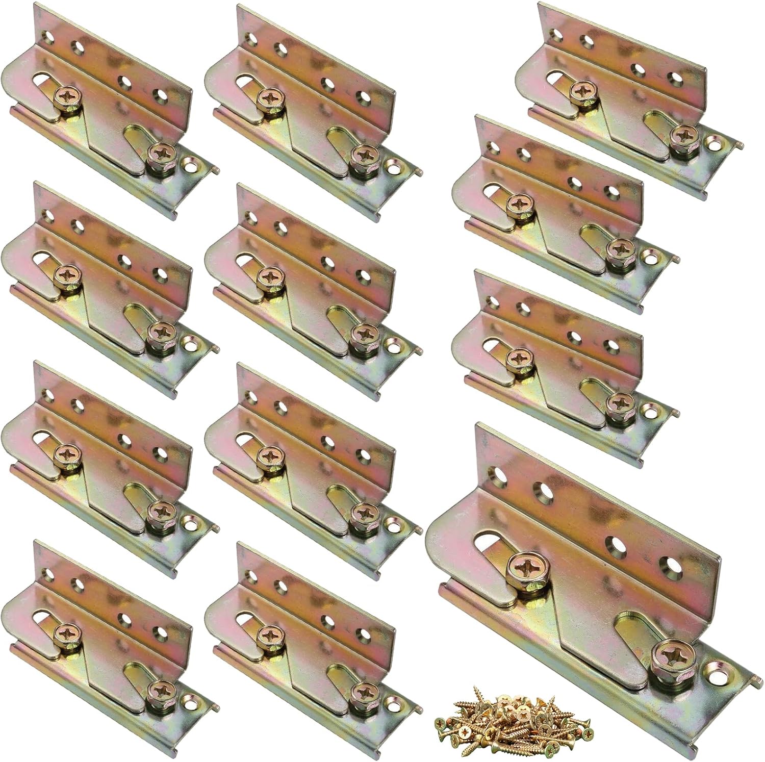 12Pack Bed Brackets Bulk Heavy Duty Bed Fittings Wooden Bed Frame Connectors with Screws for Headboards Footboards Hold