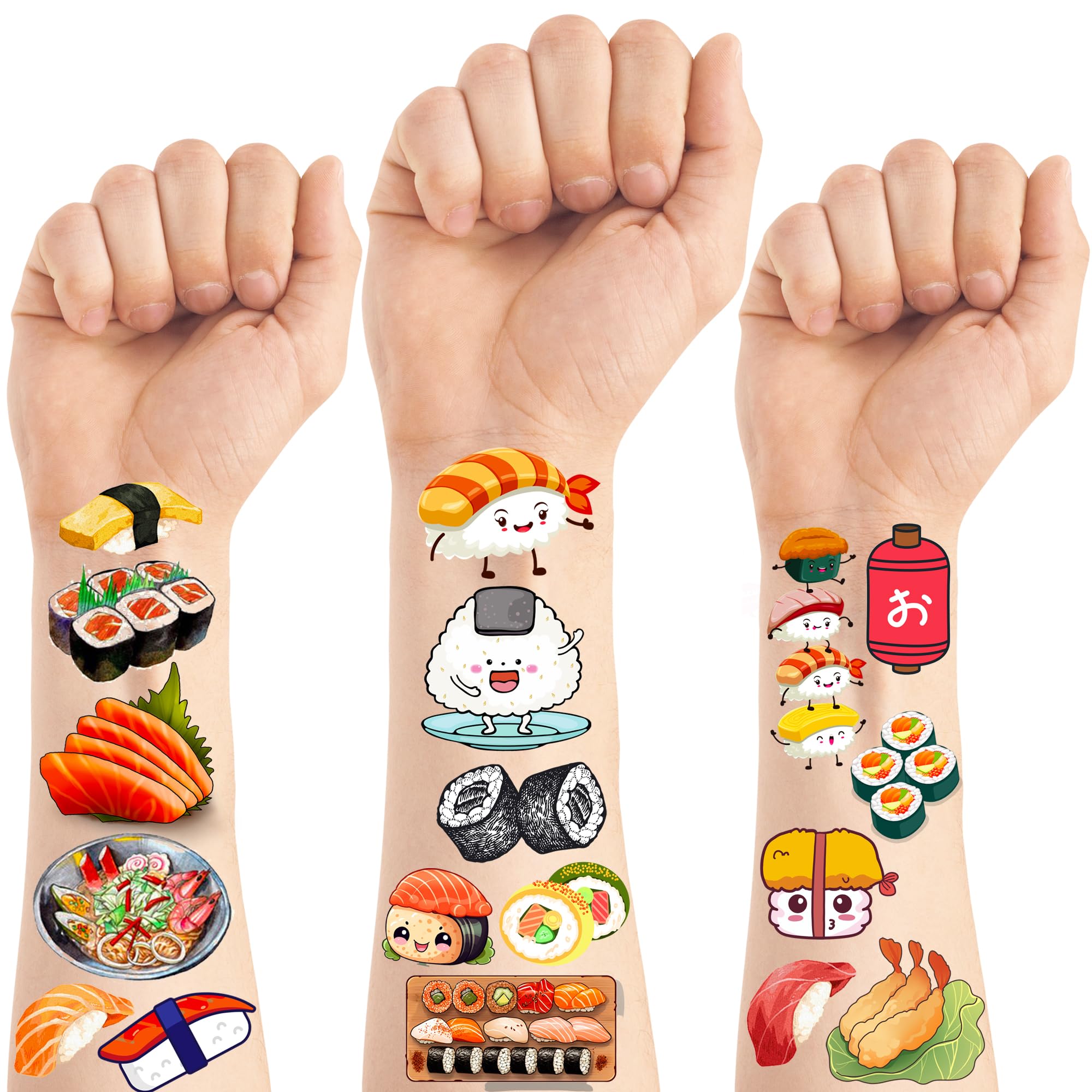 Yunahoo 272 PCS Sushi Temporary Tattoo Sticker for Japanese Sushi Party Favors and Supplies Decorations Class party Carnival Events Prize Tattoo