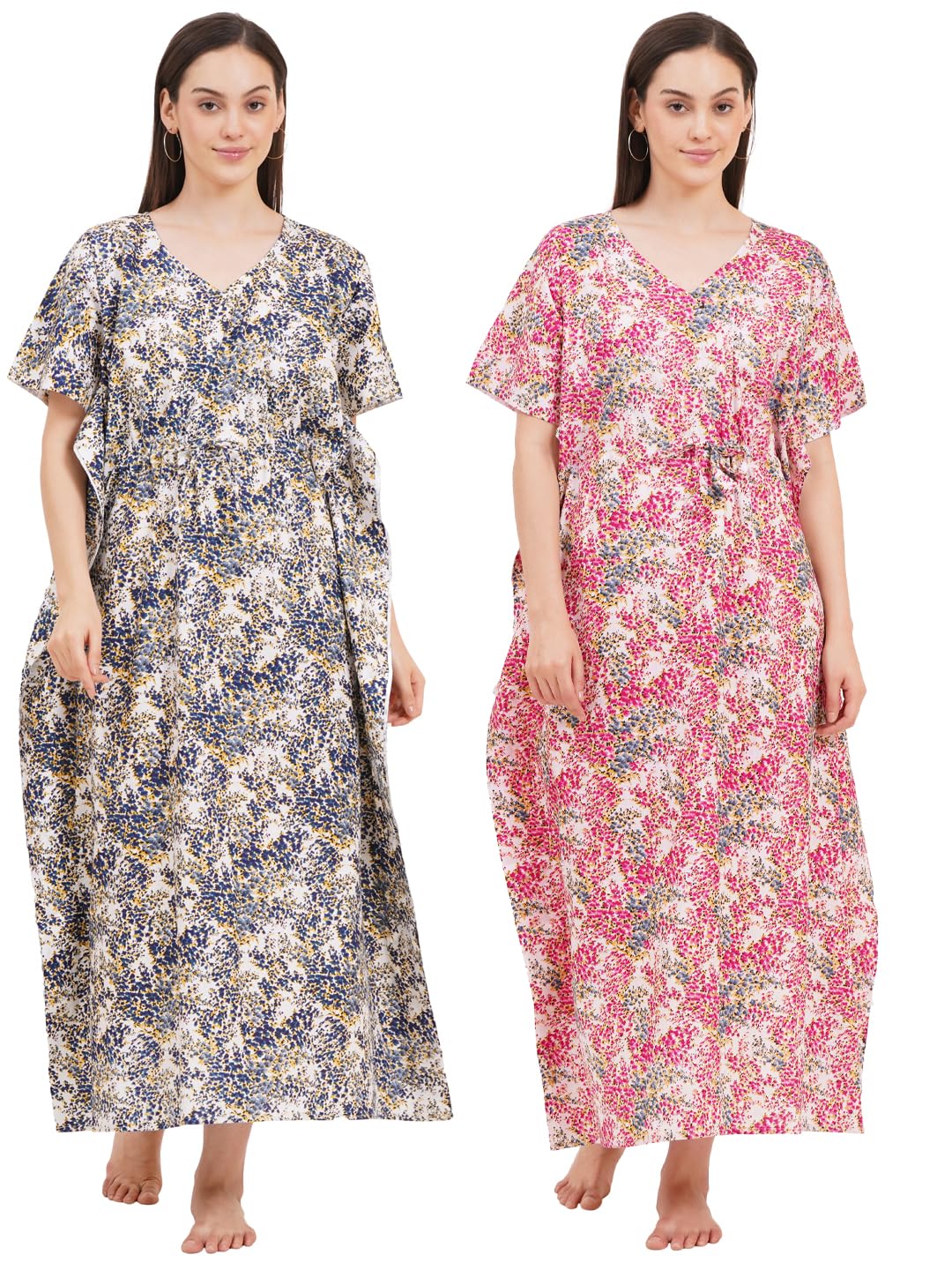 breezly Women's Pure Cotton Combo Kaftan Nightdress Gown Nighty for Women Multicolour-picture-43