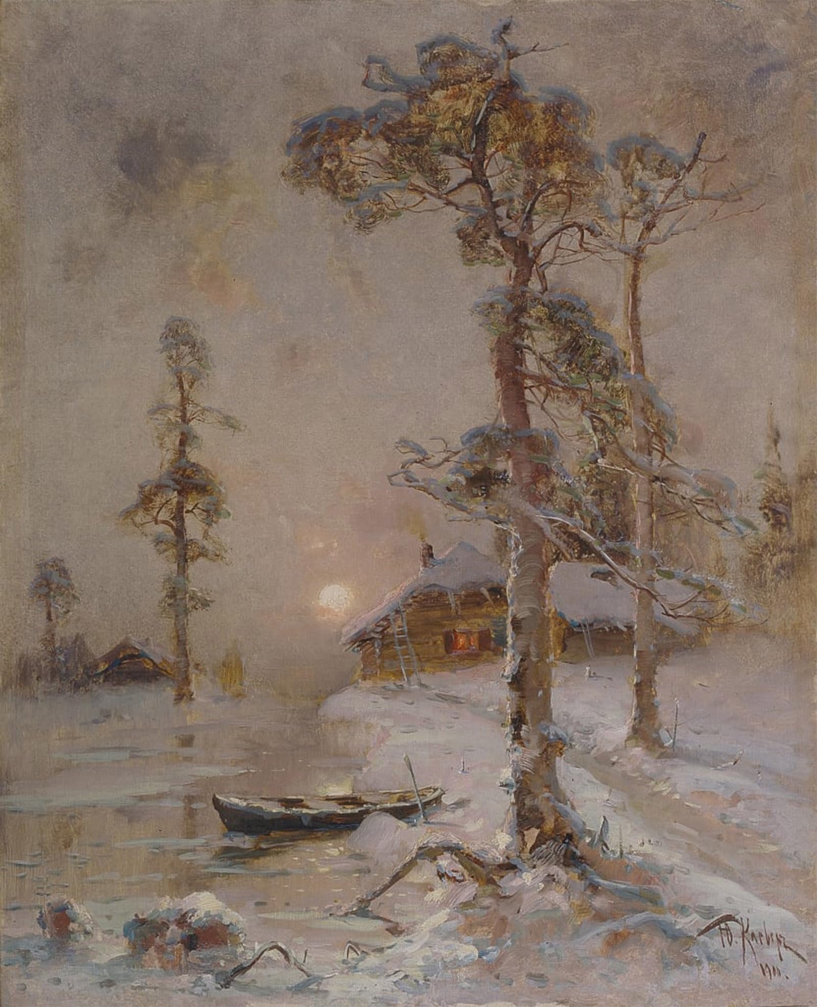 POSTERIIk Famous Modern Artwork Art Mural Winter Sunset by Juli Julievich Klever Oil Paintings Pictures for Home Decor 60x90cm