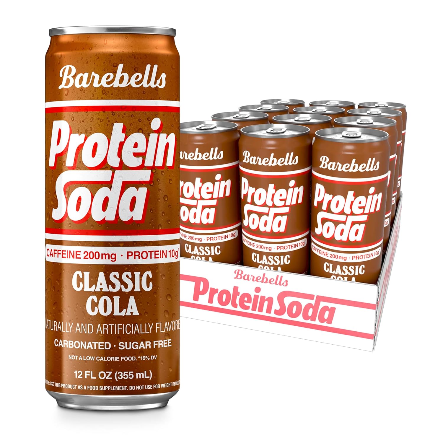 Barebells Protein Soda Classic Cola, Bebida espumosa sin azúcar con 10 g de proteína de suero y 200 mg de cafeína, 12 latas de 12 fl oz miniatura 1
