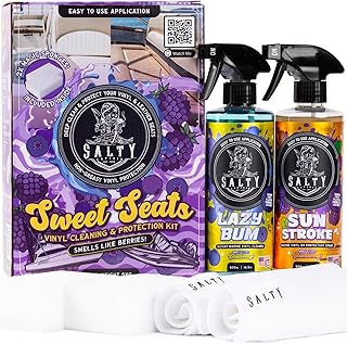 Salty Captain Sweet Seats Kit - Boat Upholstery Cleaner and Protectant Kit with Boat Seat Cleaner Spray & UV Marine Vinyl Protectant | RV, Car & Auto Vinyl Care | Boat Cleaning Supplies & Accessories