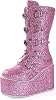 Gothniero Women Black Platform Goth Boots Mid Calf with Heel Knee High Boots Winter Chunky Heel Punk Rave Boots Girls Lace Up Combat Booties Size 5.5-11