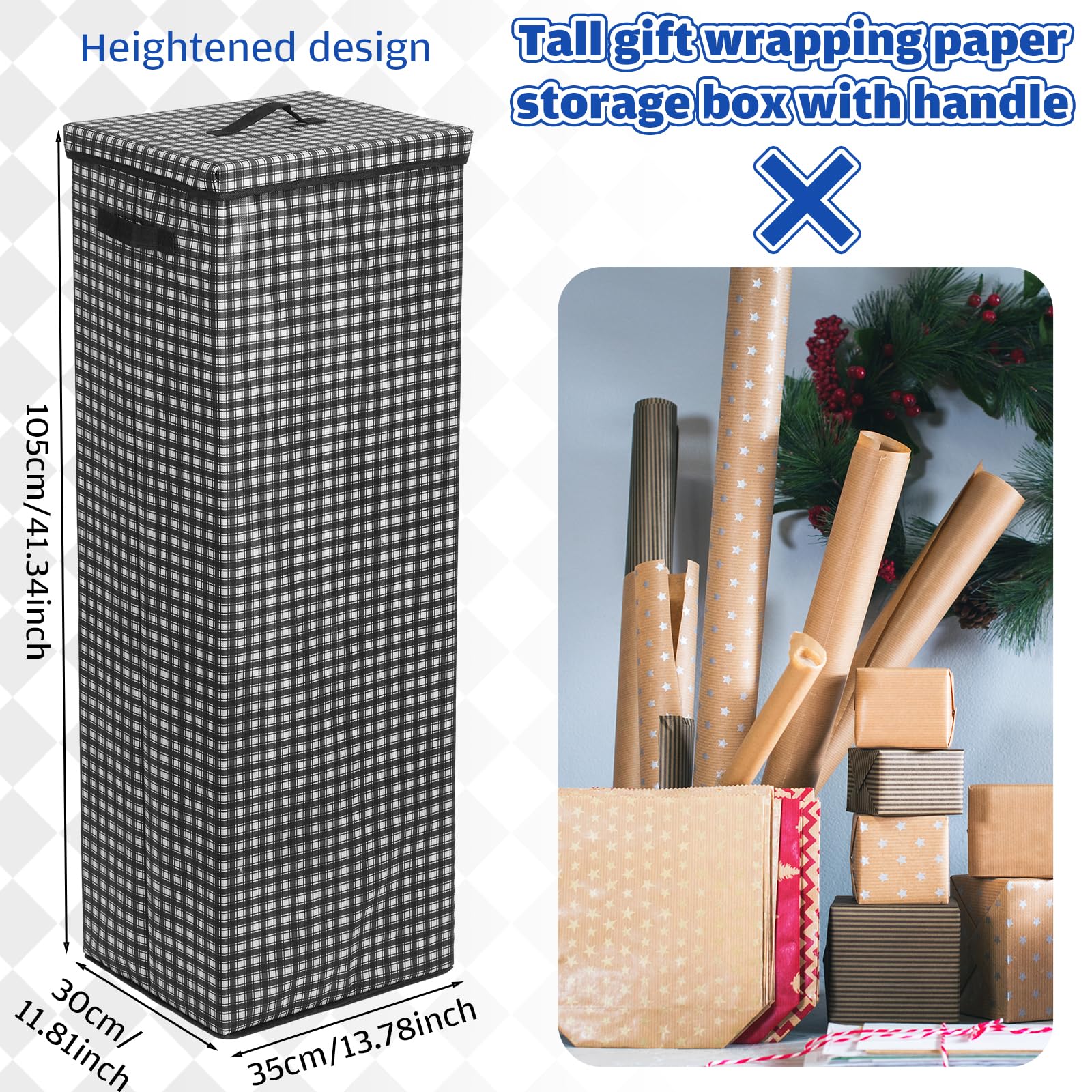 Wesnoy 2 Pcs 41.34'' Tall Wrapping Paper Storage box with Handles