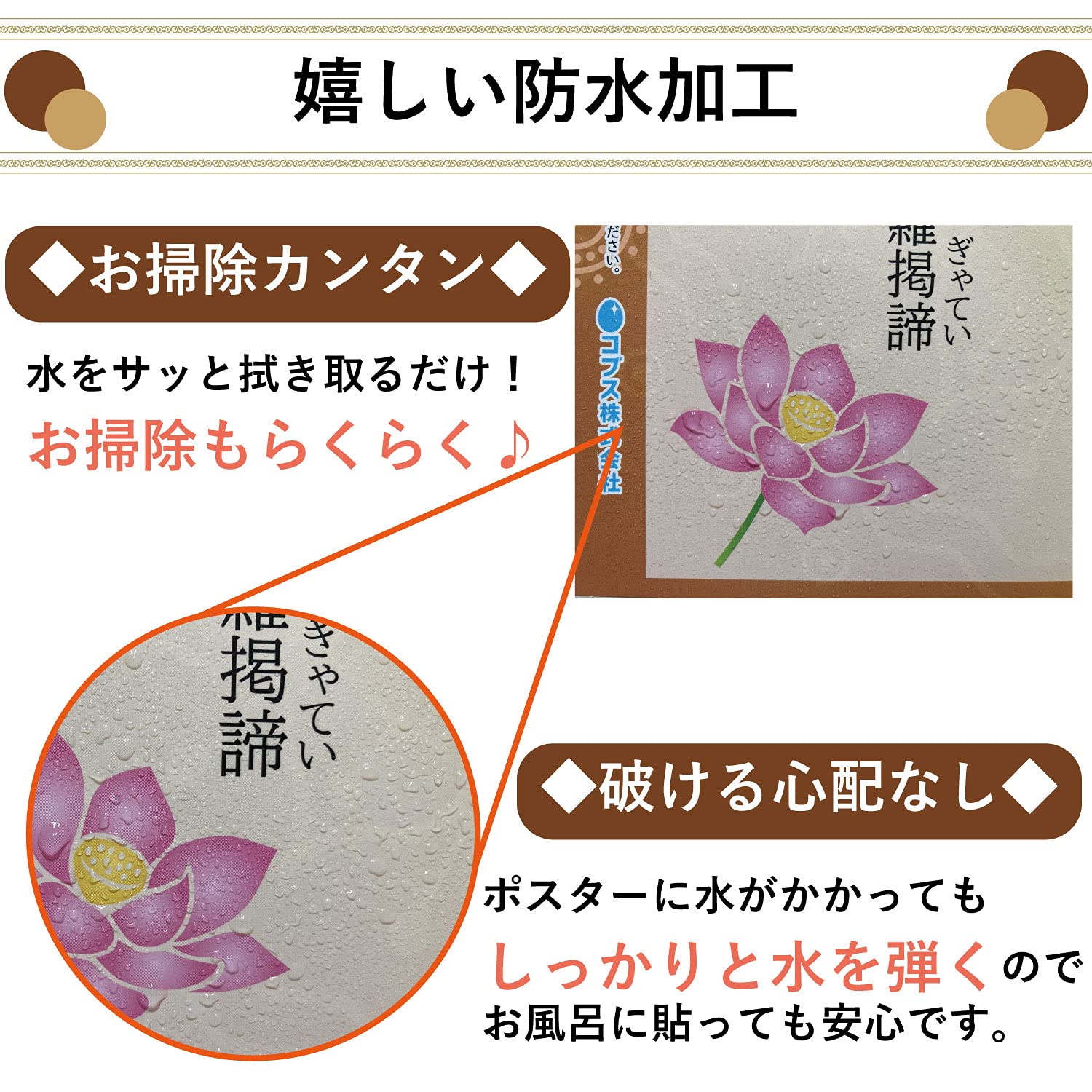 Amazon.co.jp: お風呂ポスター【般若心経 A3サイズ 1枚】大きすぎない 