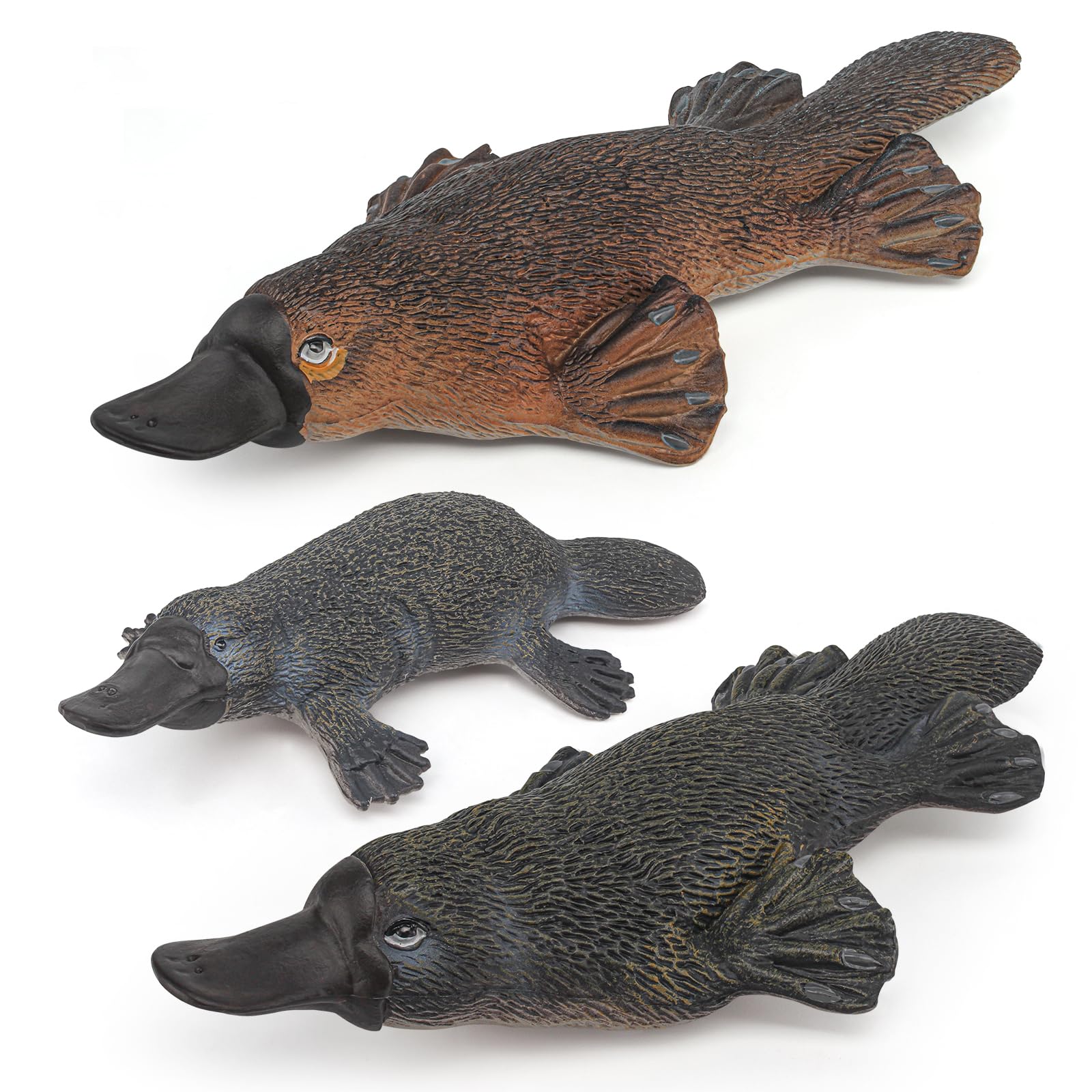 Fantarea Wildlife Animal Figures Model Playset 3 PCS Platypus Figurines Party Favors Supplies Cake Toppers Decoration Cognitive Toys Set for Boys Girls Kid