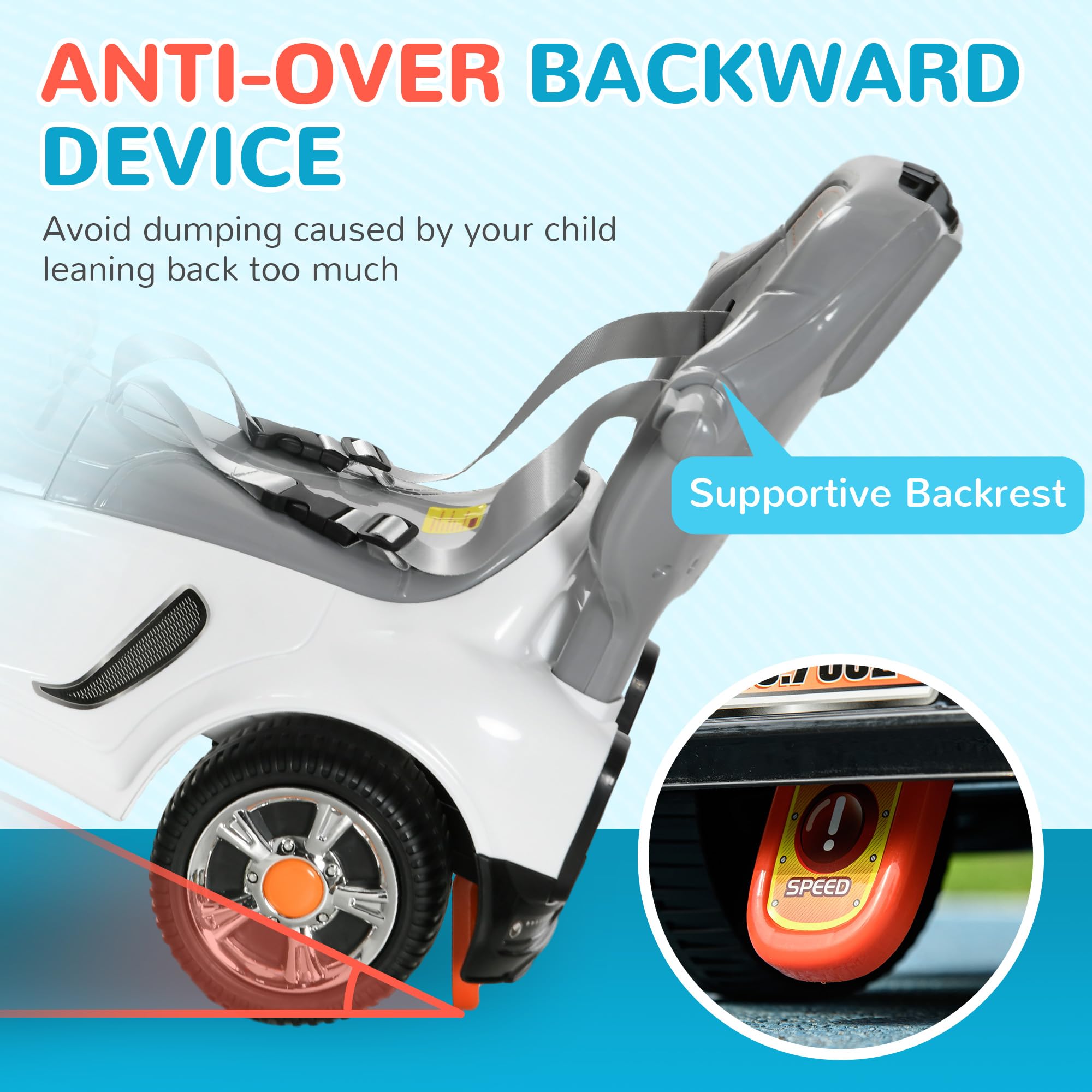 AIYAPLAY 3 in 1 Ride on Push Car, Cartoon Robot Theme Foot to Floor Slider, Baby Push Along Car with Parent Handle - Image 5
