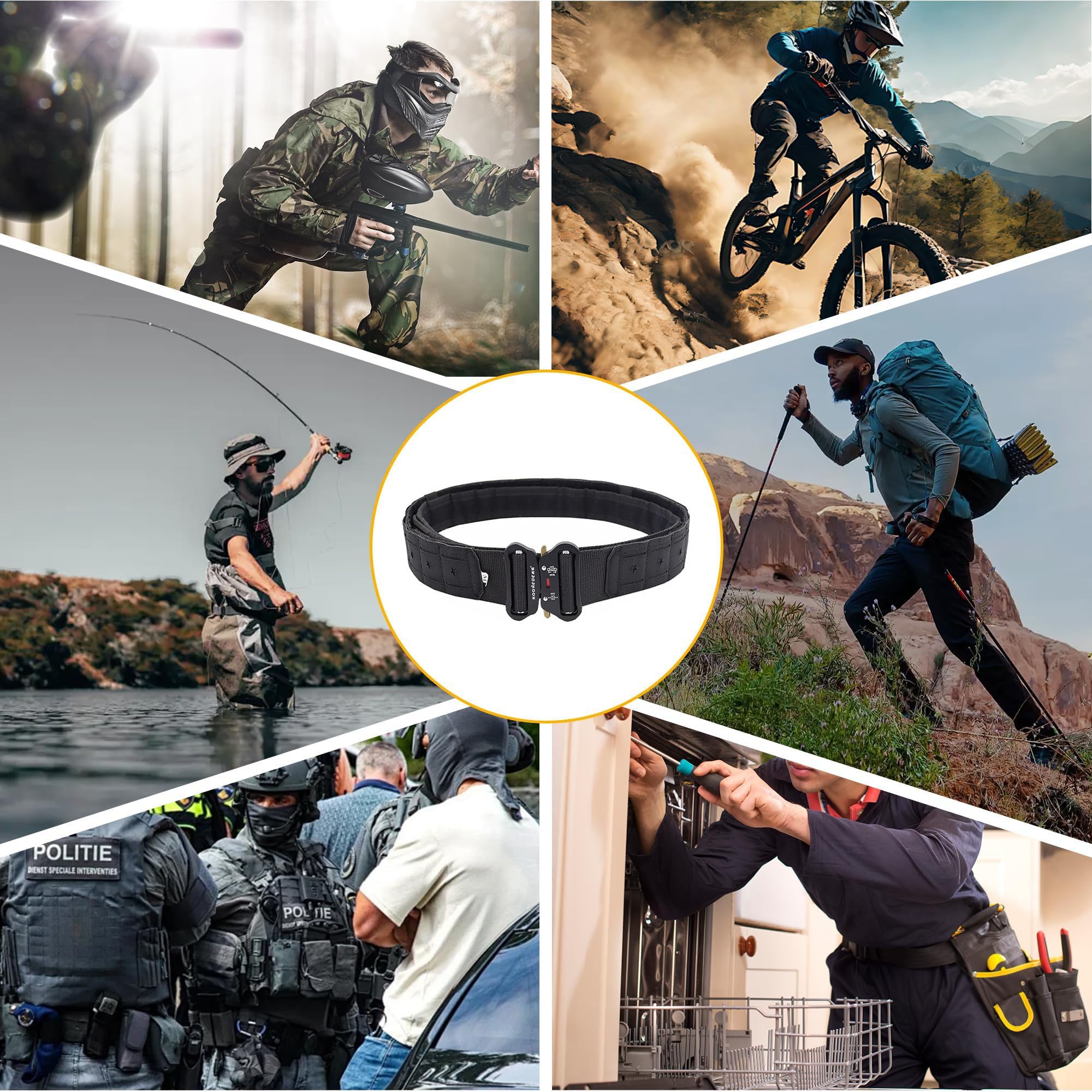 aiGear Cinturón Táctico Ajustable para Cintura 80-105 cm | Cinturón de Combate MOLLE Para Hombre, Diseñado Para Actividades Militares al Aire Libre