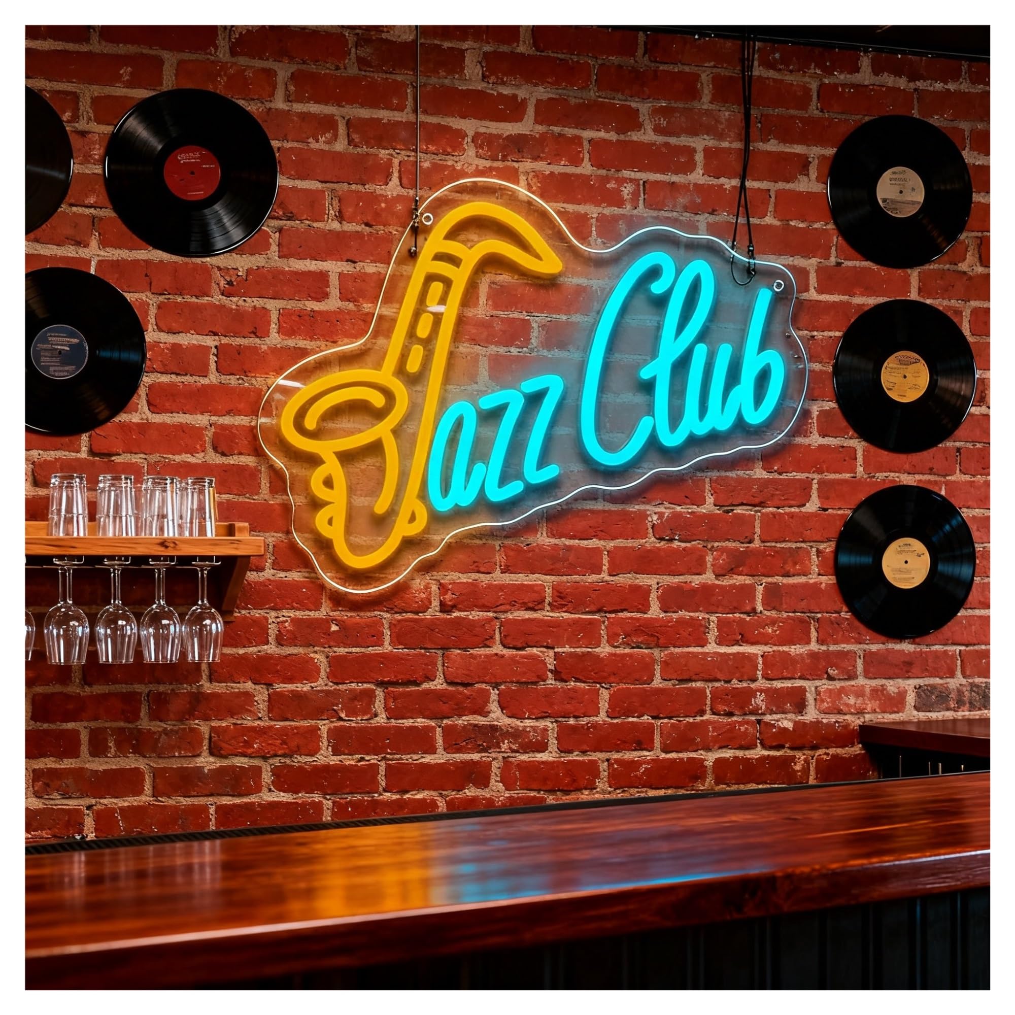 Luci al Neon Da Parete Insegna Al Neon A LED "Jazz Club" Con Luce Dimmerabile Per Sassofono, Per Camera Da Letto, Sala Musica, Studio Musicale, Bar, Decorazione Da Parete 36x27cm