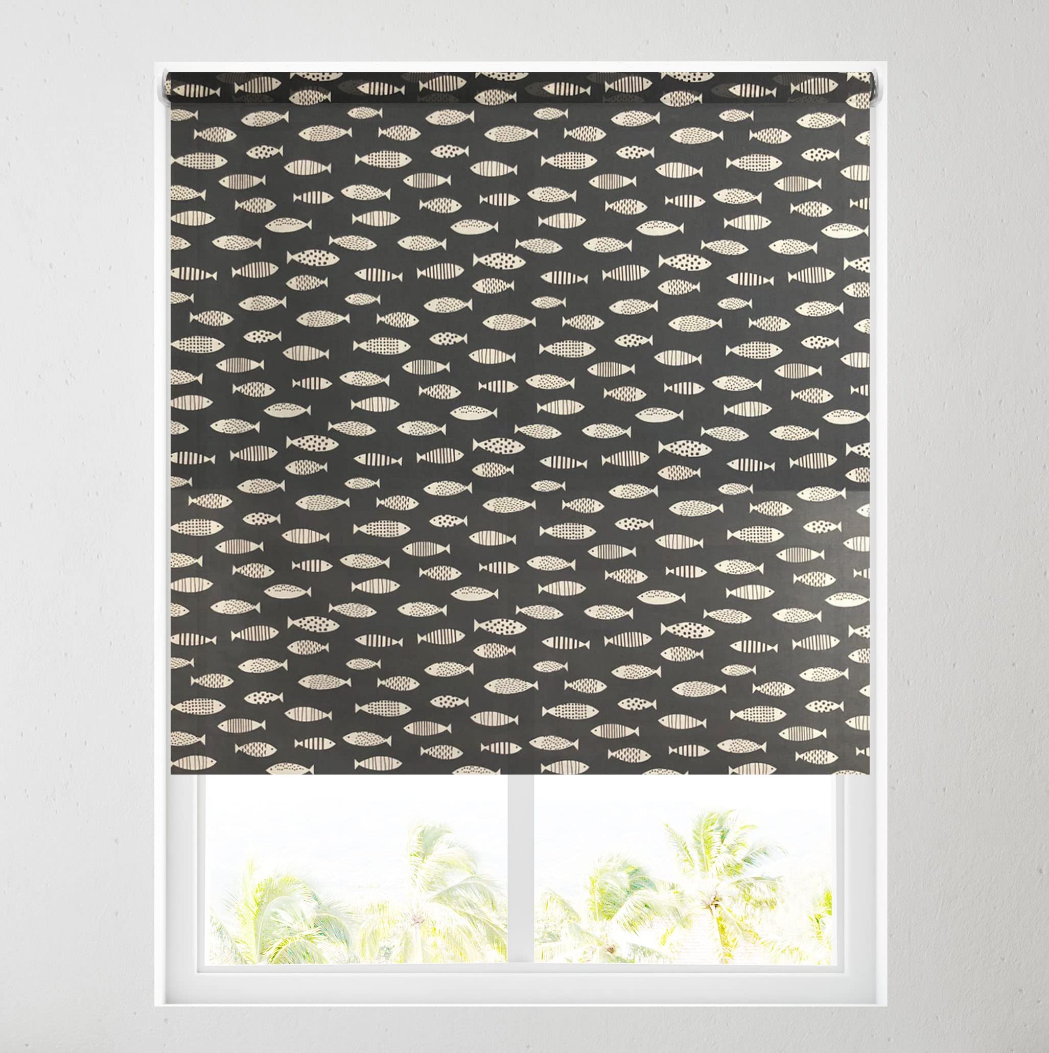 Barnes Blinds And Interiors Grey Charcoal Aquarium Daylight Roller Blind - Free Cut To Size (4Ft (122Cm))