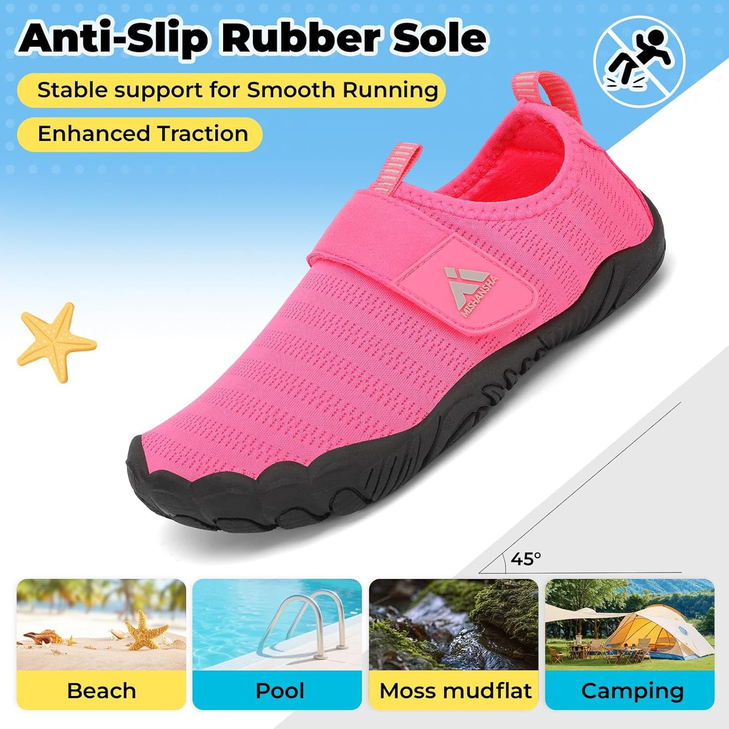 Mishansha Kids Water Shoes Quick-Dry Wide Toe Box Non-Slip Barefoot Shoes Beach Pool Swim Shoes - Image 8