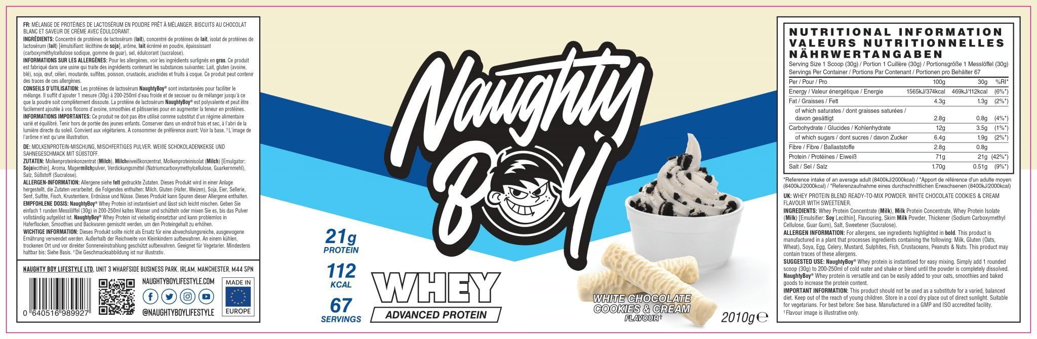 Naughty Boy Whey 2010 g, weiße Schokolade, Kekse und Cream