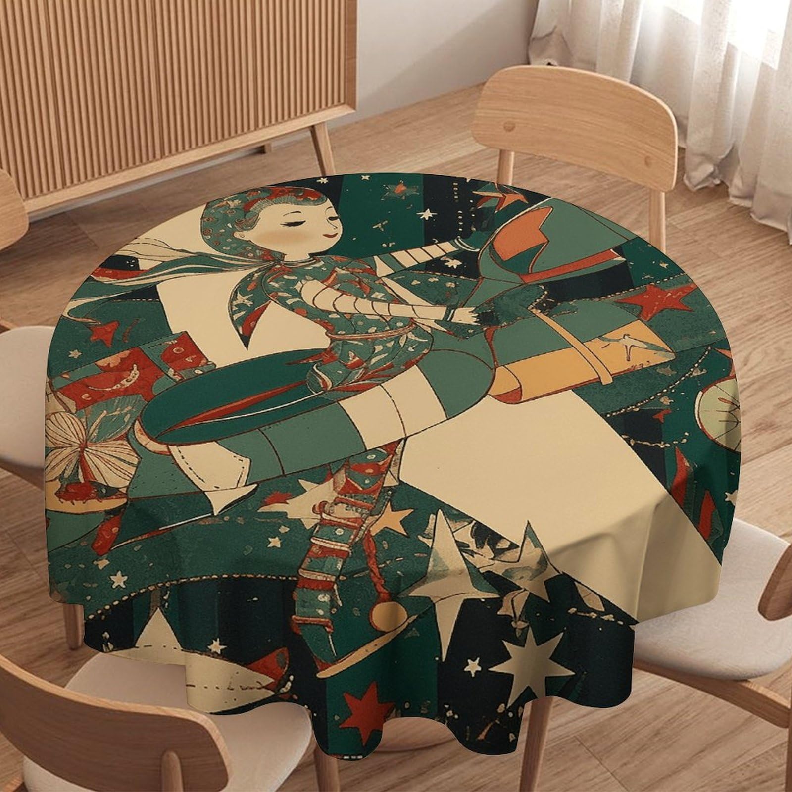 Nappe ronde cuisine sur le thème de l'espace pour une décoration de fête réussie