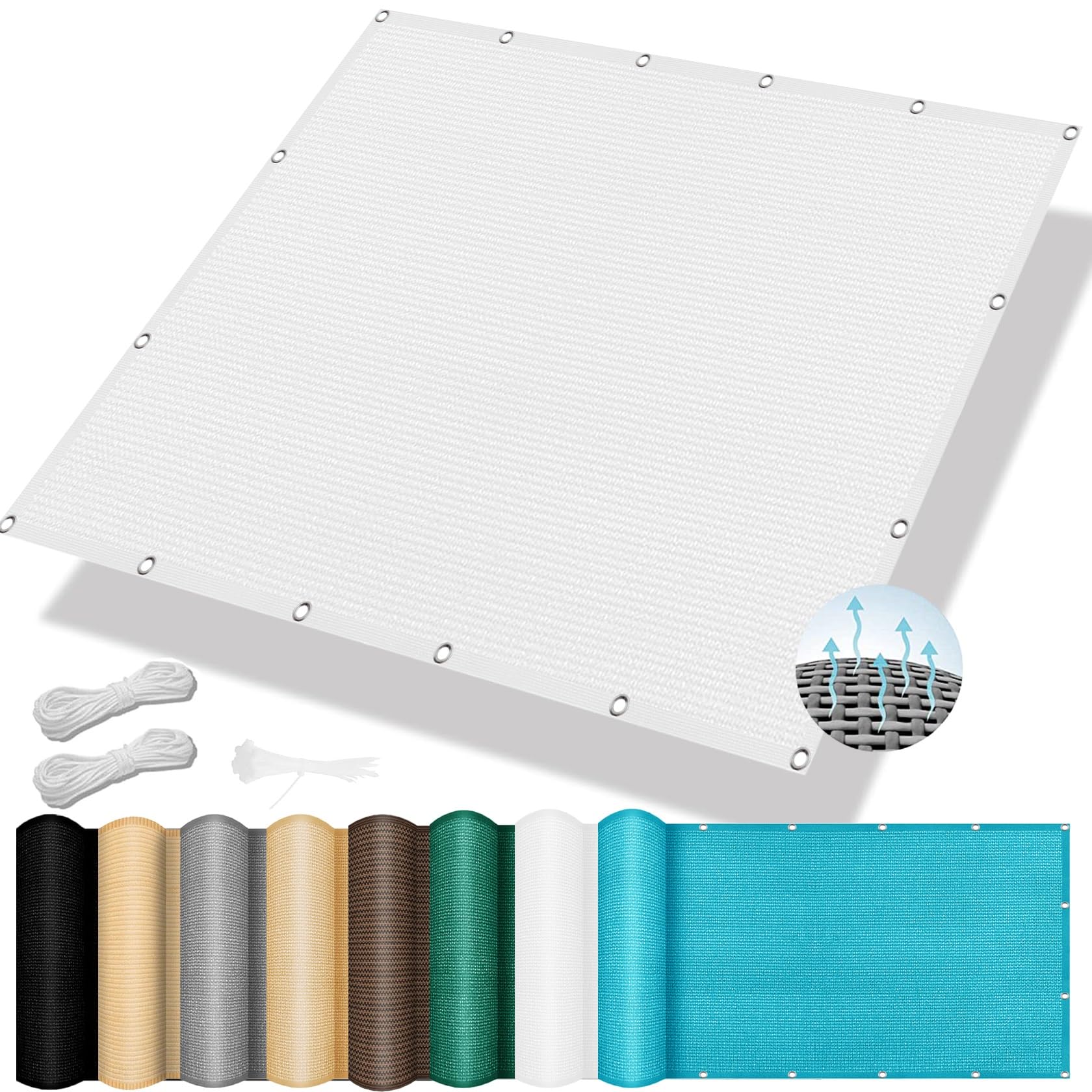 300D Waterdicht Privacy Hek Zeil Balkon UV-bescherming Zonwering Zeil Patio Leuning Regendicht Scherm Zonnebrandcrème Schaduwdoek - Grijs - 30 cm - 0,6 x 8 m