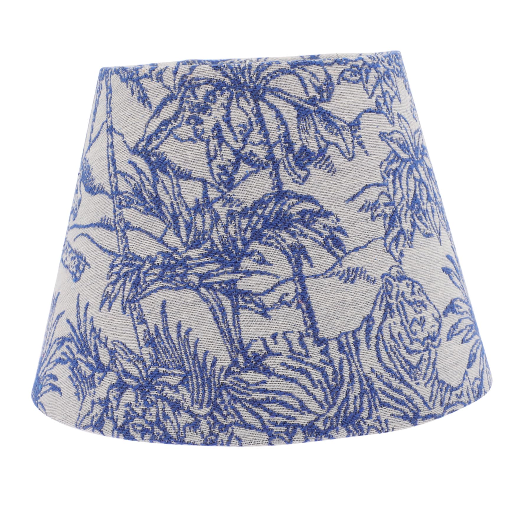jojofuny Blue Embroidery Table Lamp Shade Cover with Tropical Leaves Pattern Fabric Material Suitable for Bedside and Desktop Lamps Decorative Practical