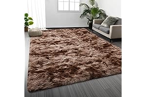4 X 6 Tie-Dyed Brown Fuzzy Shag Area Rug