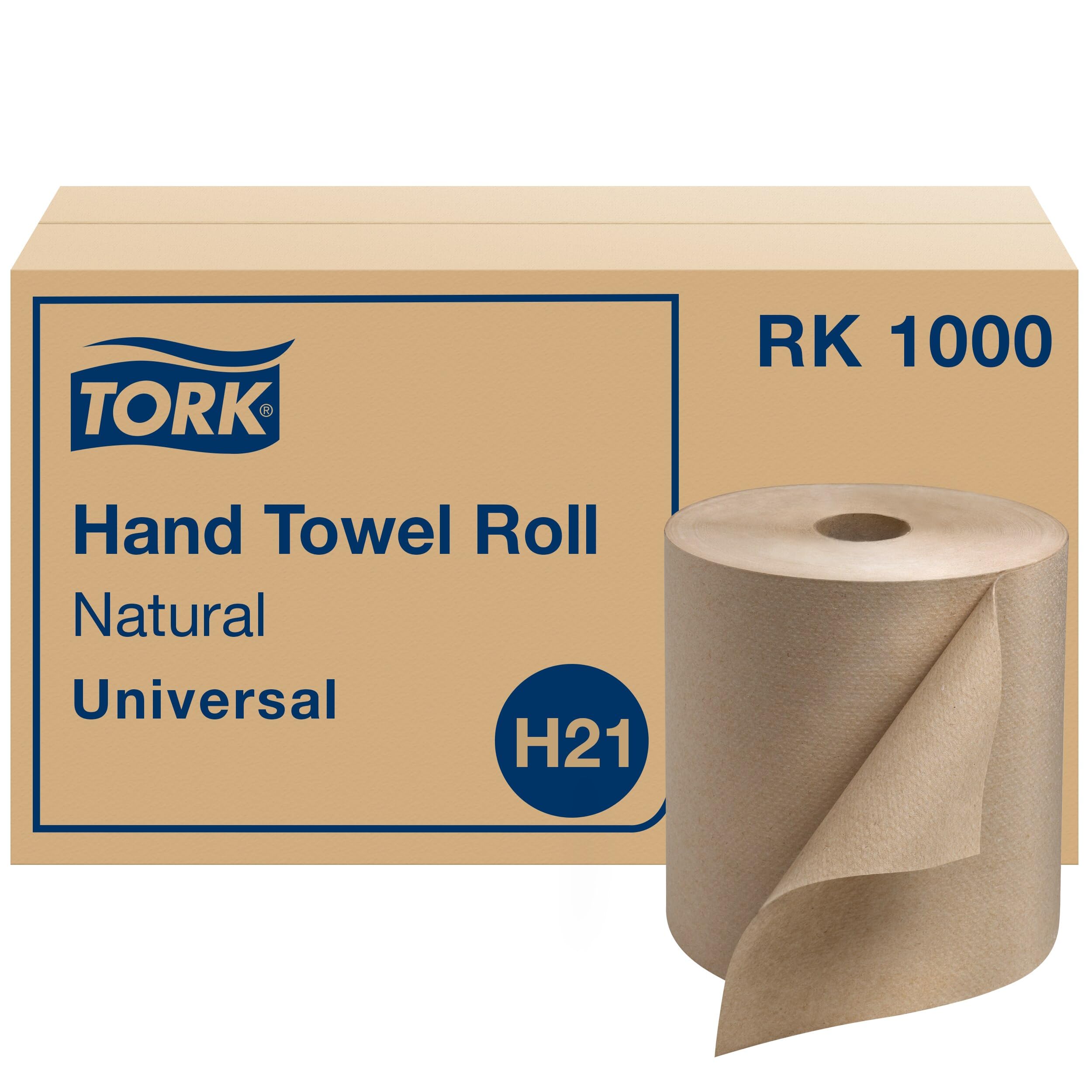 Tork Universal RK1000 Hardwound Paper Roll Towel, 1-Ply, 7.87" Width x 1000' Length, Natural (Case of 6 Rolls, 1000 Per Roll, 6,000 Feet)