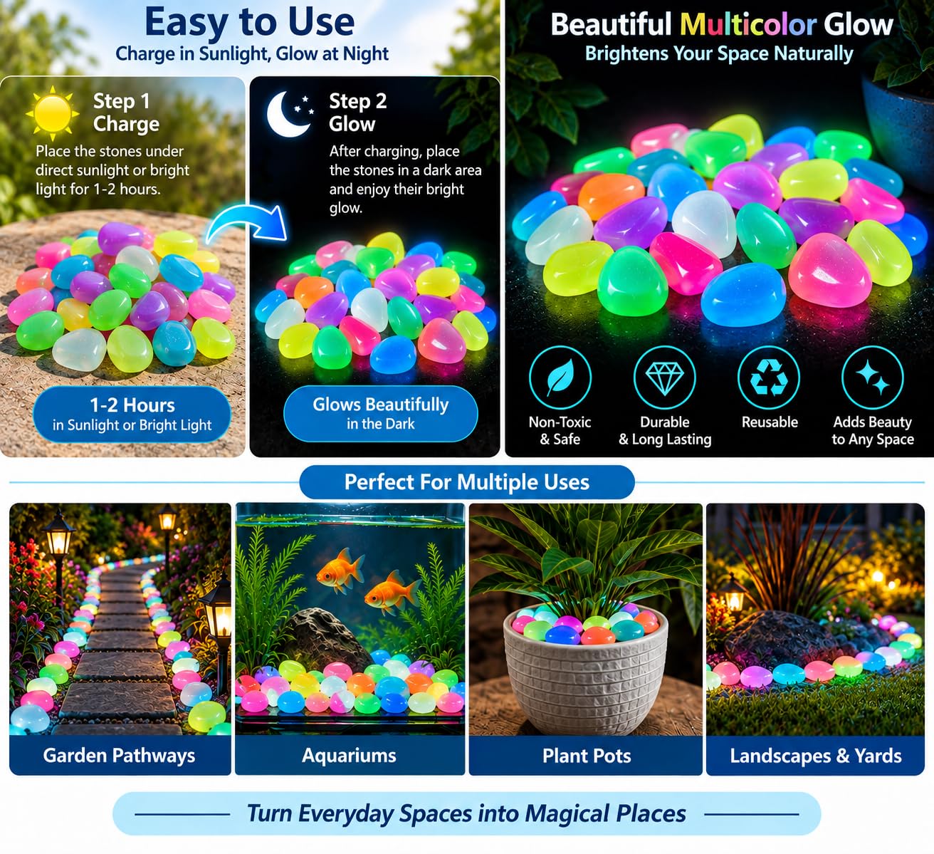 Glow in The Dark Stones - Decorate Your Garden! -7